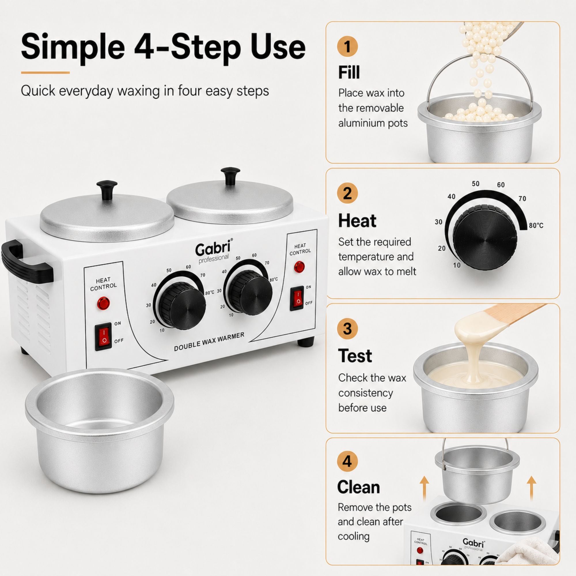 Gabri - Double Pot Wax Heater Warmer (White)