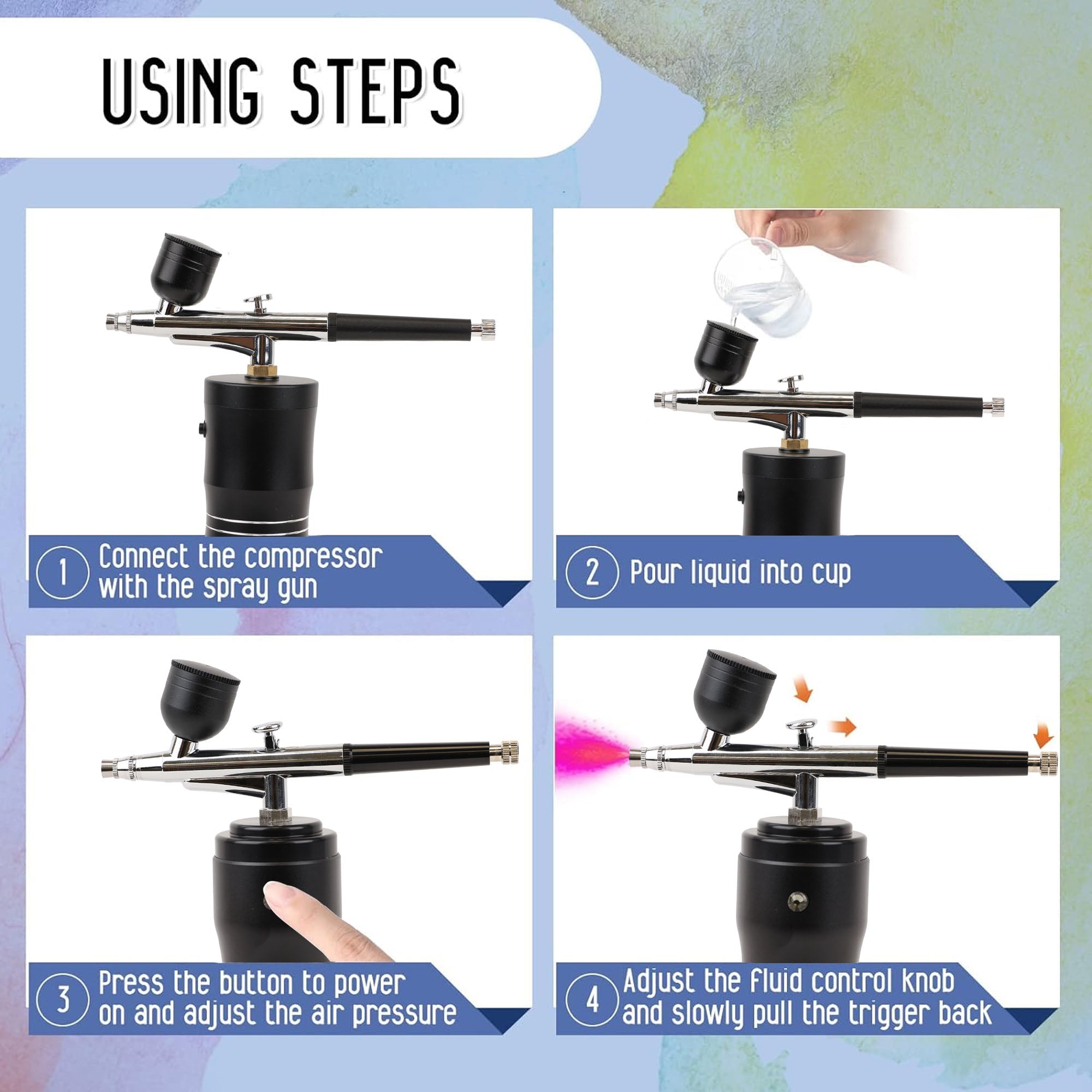 Eson - Cordless Airbrush Kit Portable Mini Airbrush Gun with Compressor