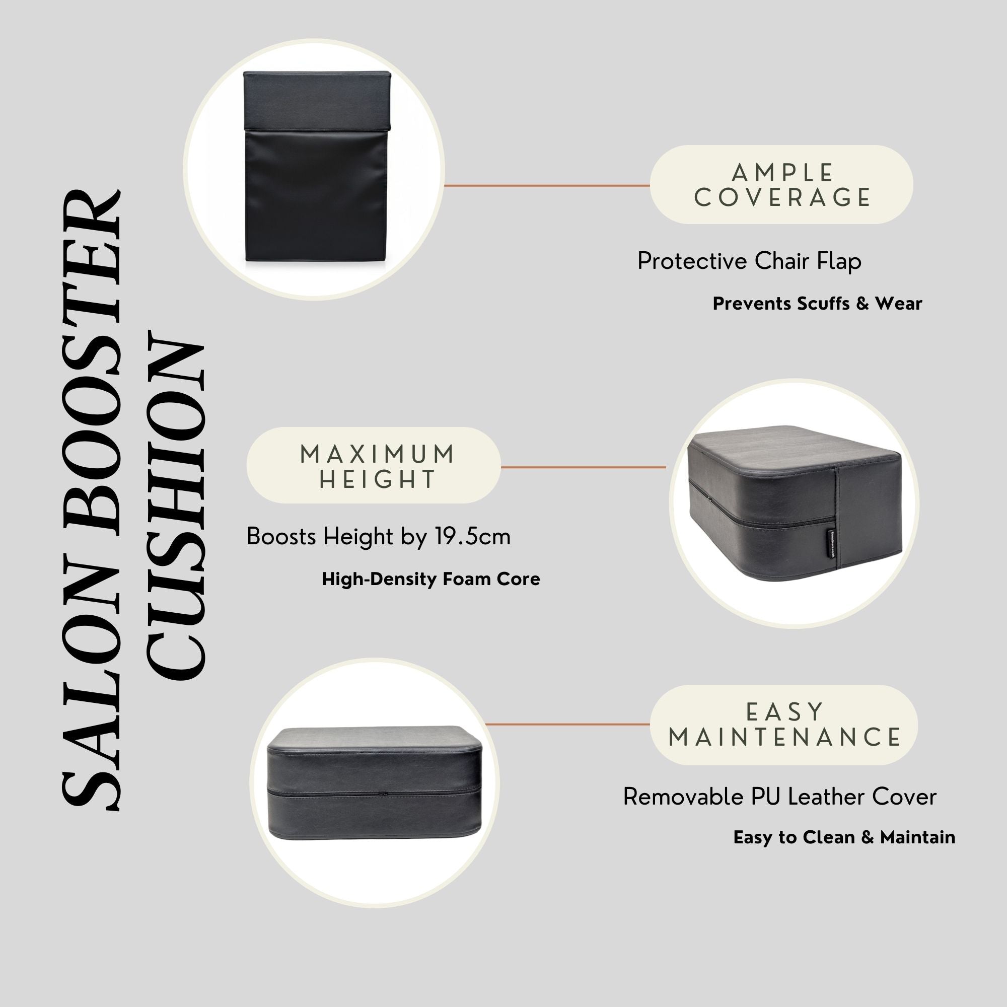 Kids Booster Seats - Professional Salon & Barber Cushion Black