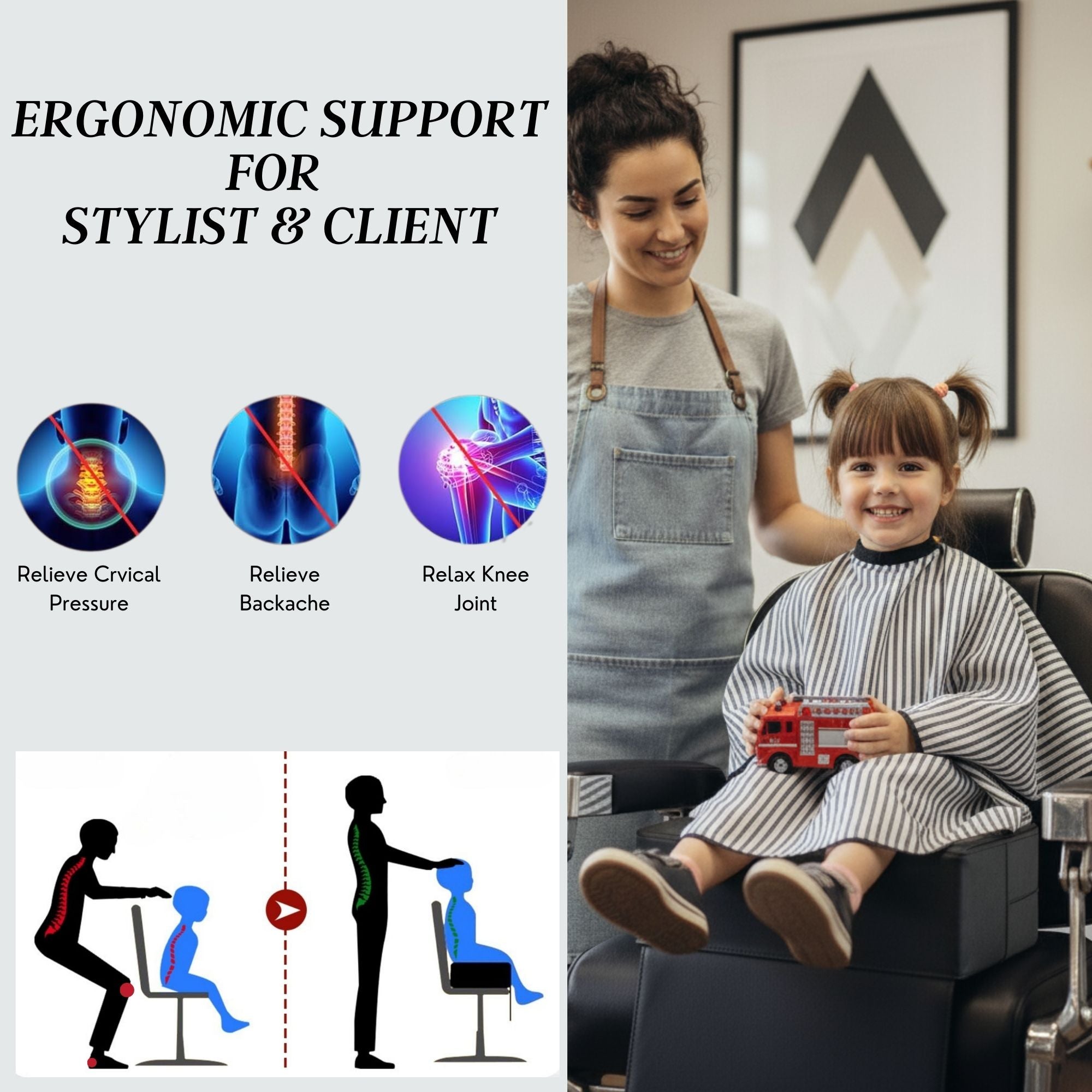 Kids Booster Seats - Professional Salon & Barber Cushion Black