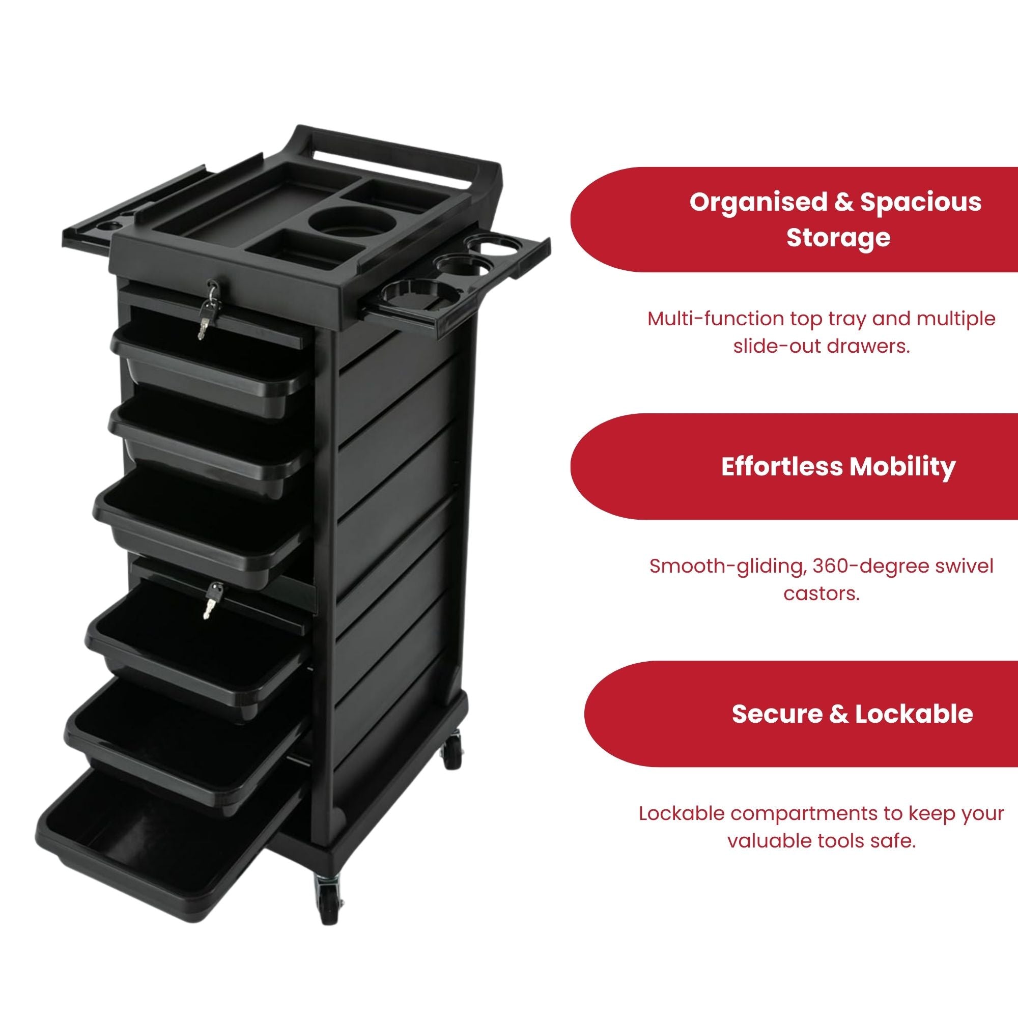 Eson - Hairdresser Multi-Function Trolley With Locking Doors