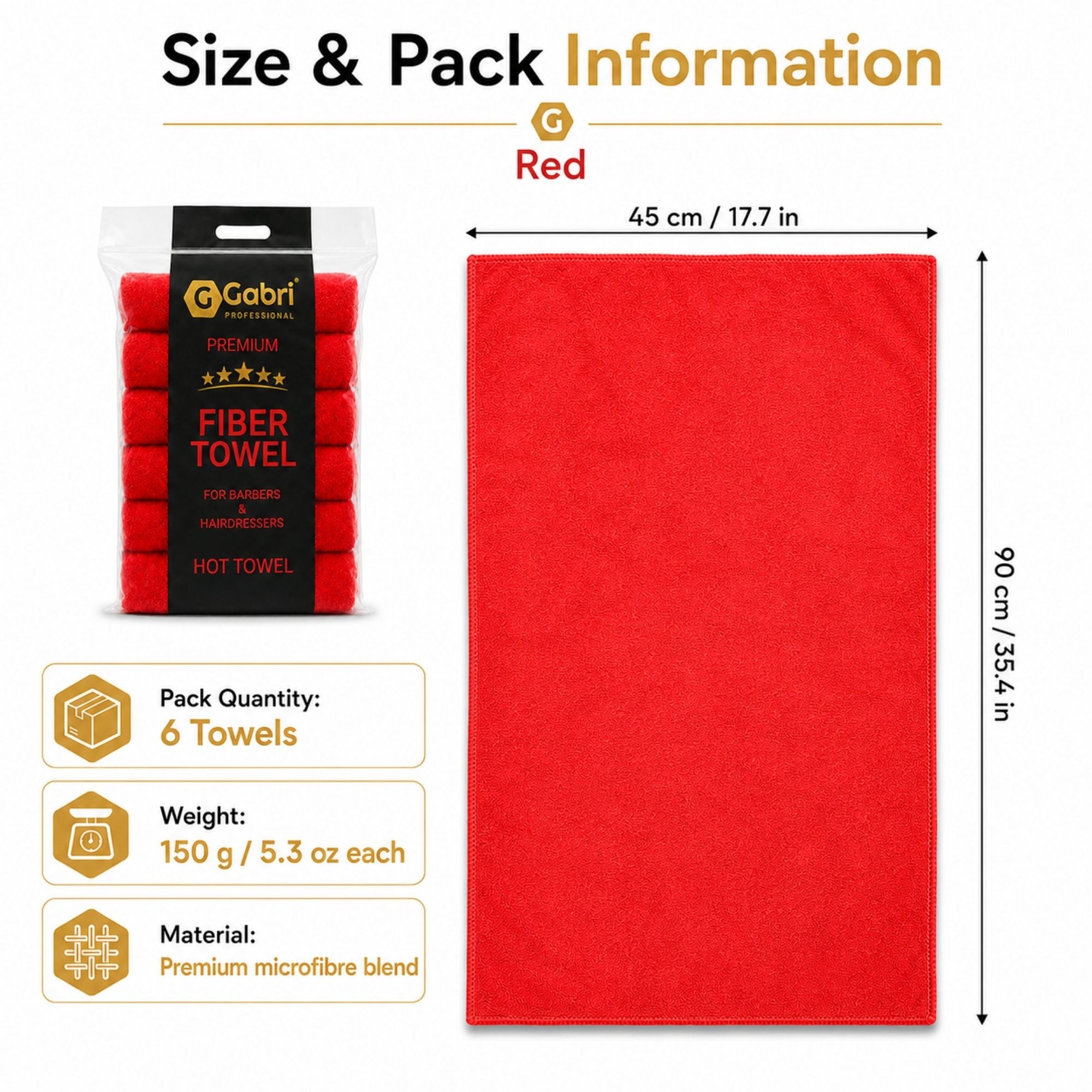 Gabri - Premium Salon Fibre Towel Red (Pack of 6)