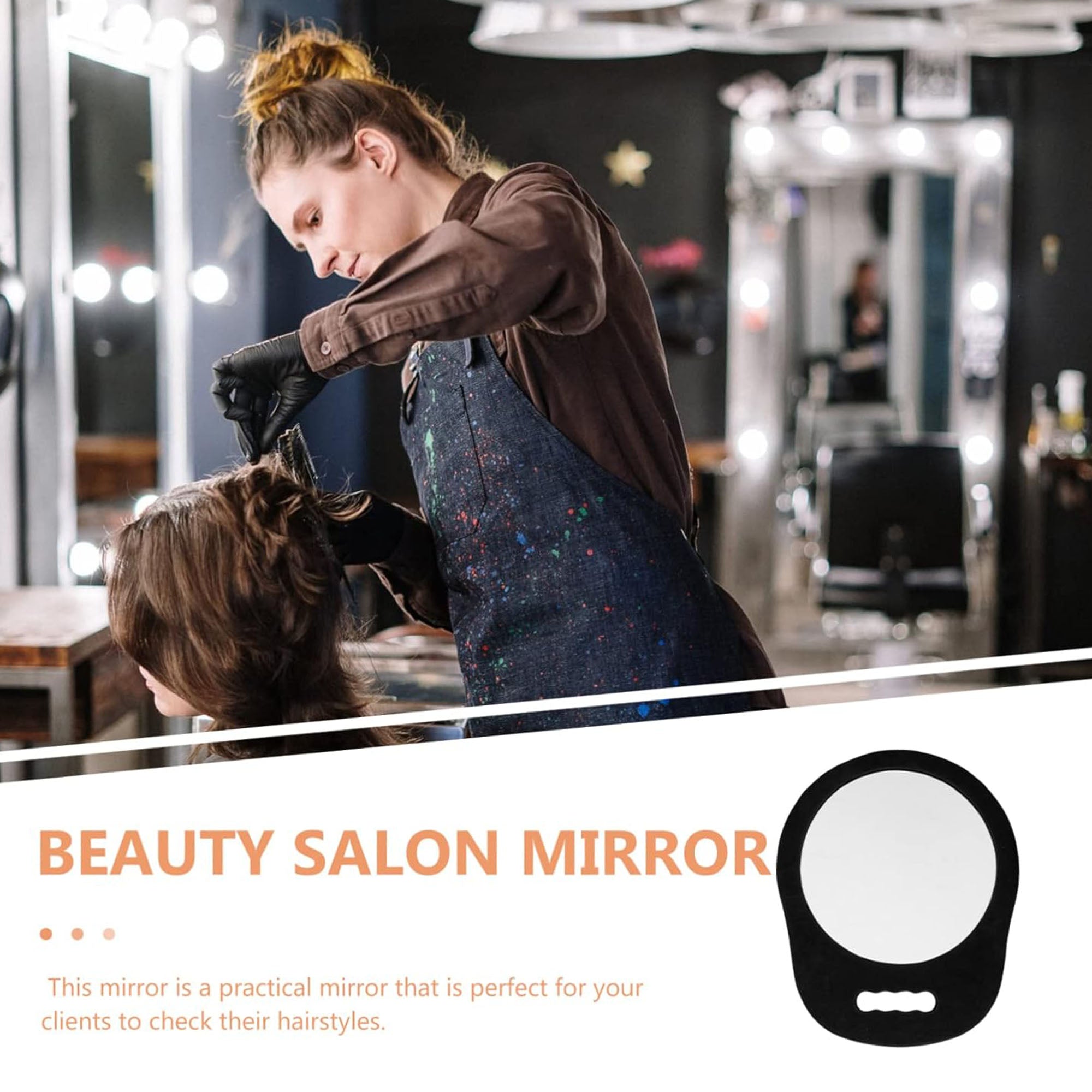 Eson - Salon Mirror Round Foam Handheld 34x28cm