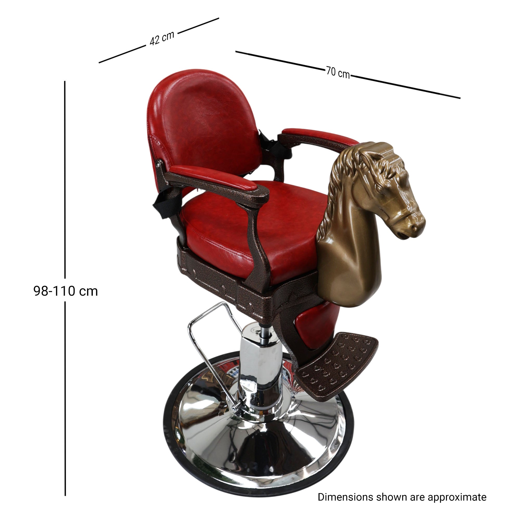 Kids Barber Chairs - Hydraulic Cartoon Horse Burgundy