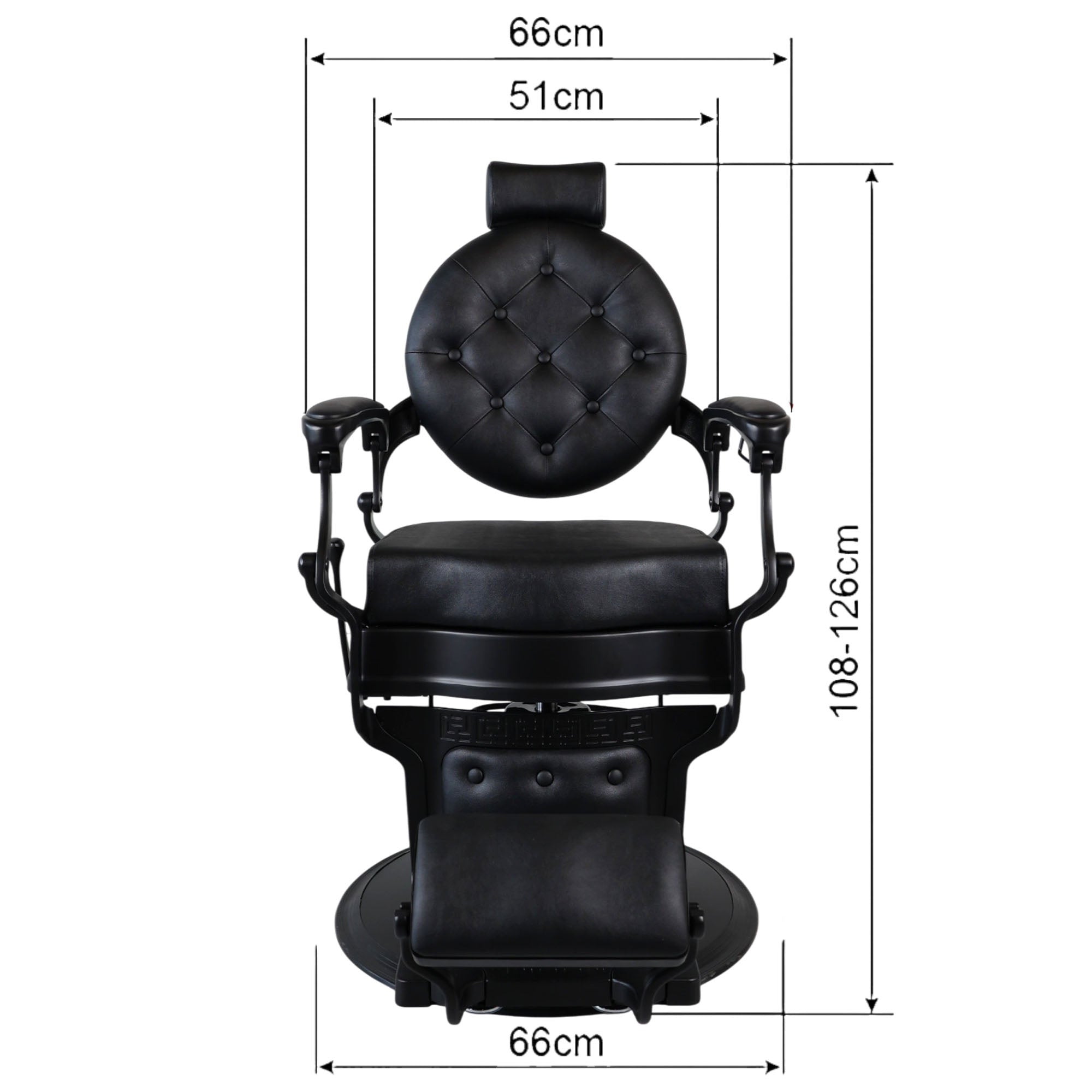 Barber Chair - Vintage Style Black & Matte Black Accents
