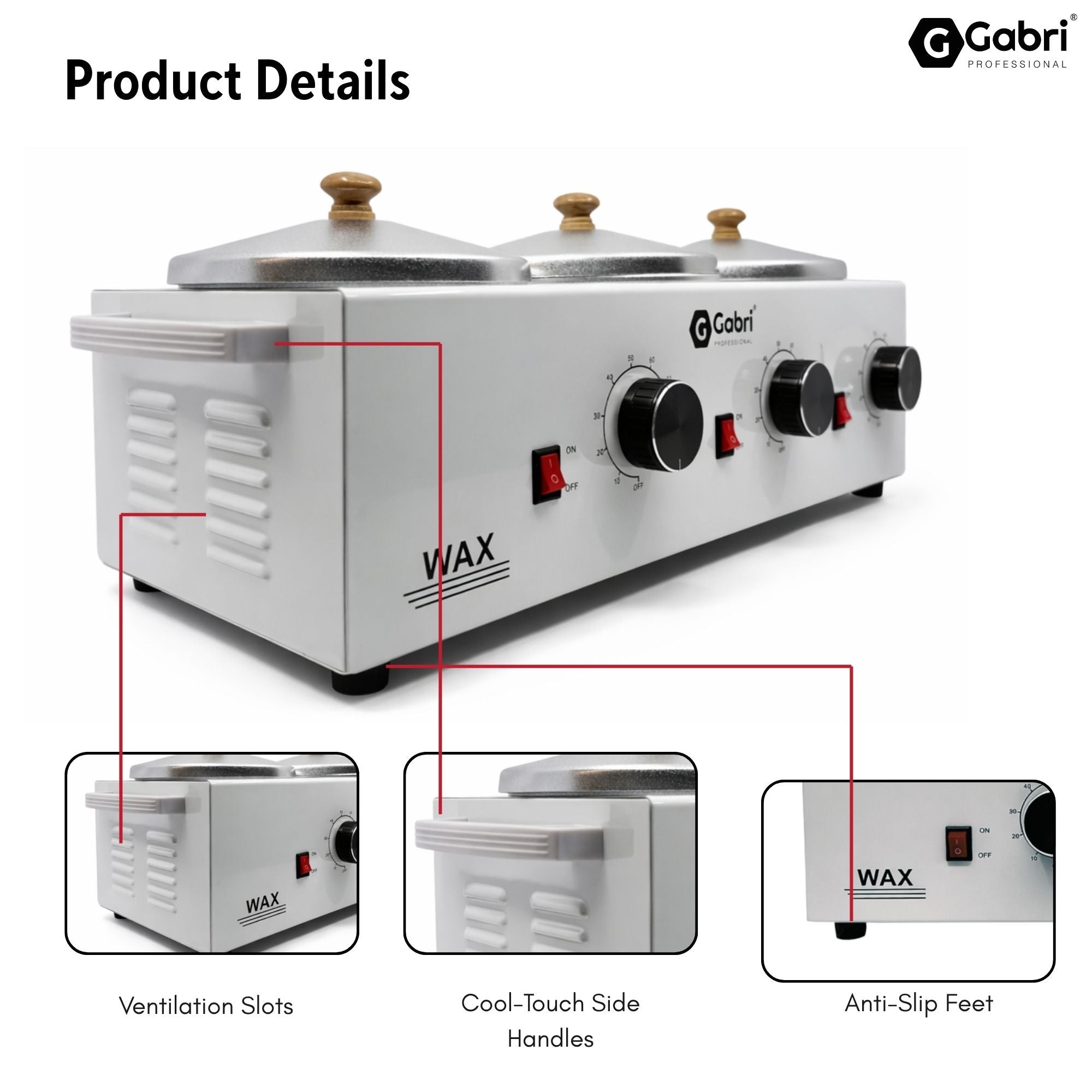 Gabri - 3 Pot Wax Heater Warmer White