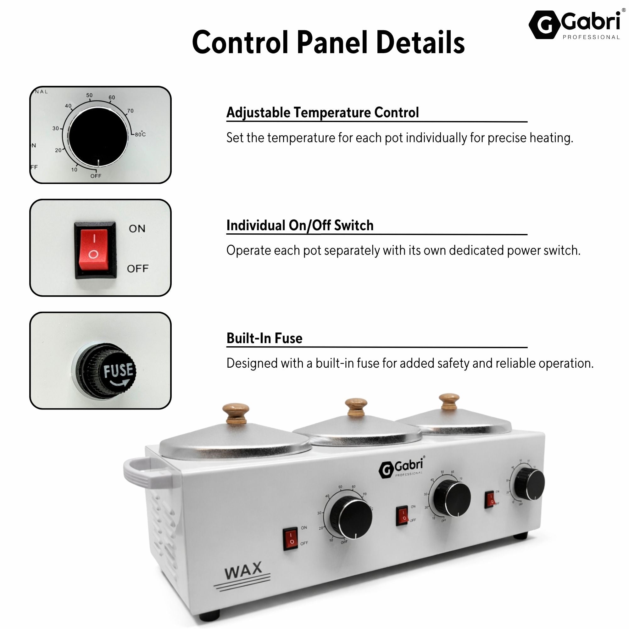 Gabri - 3 Pot Wax Heater Warmer White