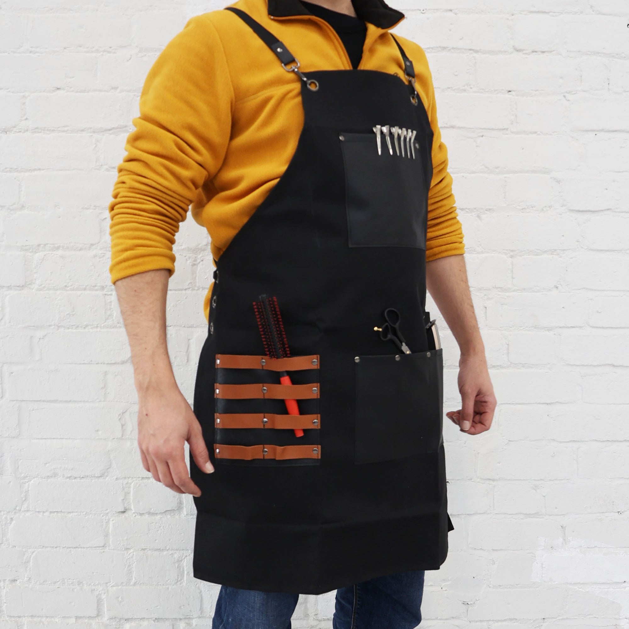 Eson - Hair Cutting Apron Canvas & Leather Collection