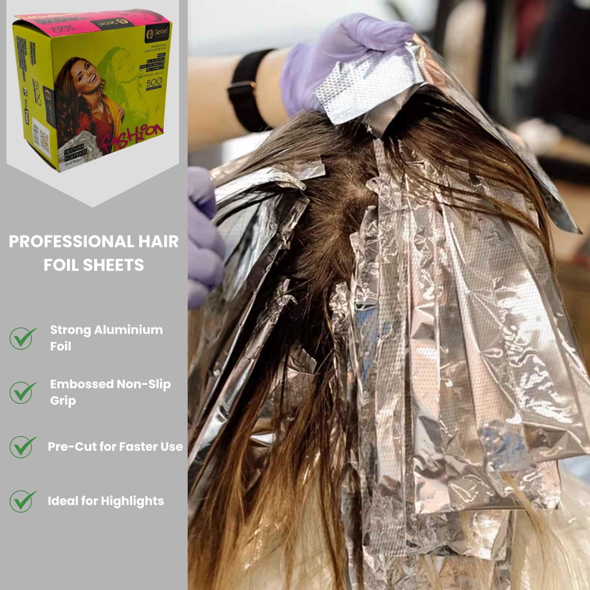 Gabri - Silver Textured Pop Up Hair Foil 500 Sheets (27x13cm)