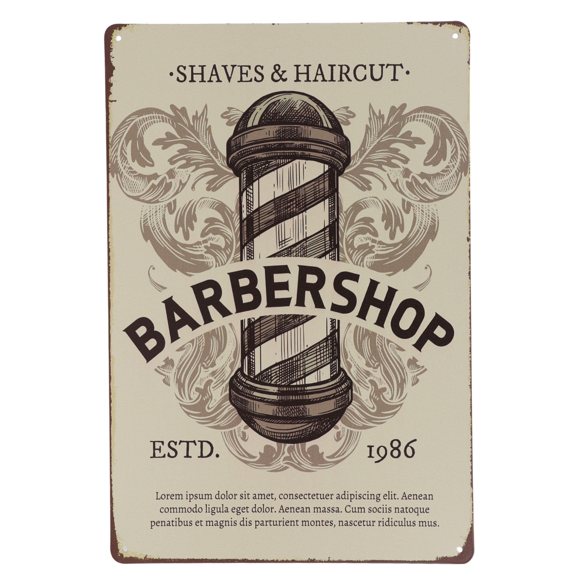 Eson - Old Fashioned Barber Shop Metal Plaque Sign 20x30cm