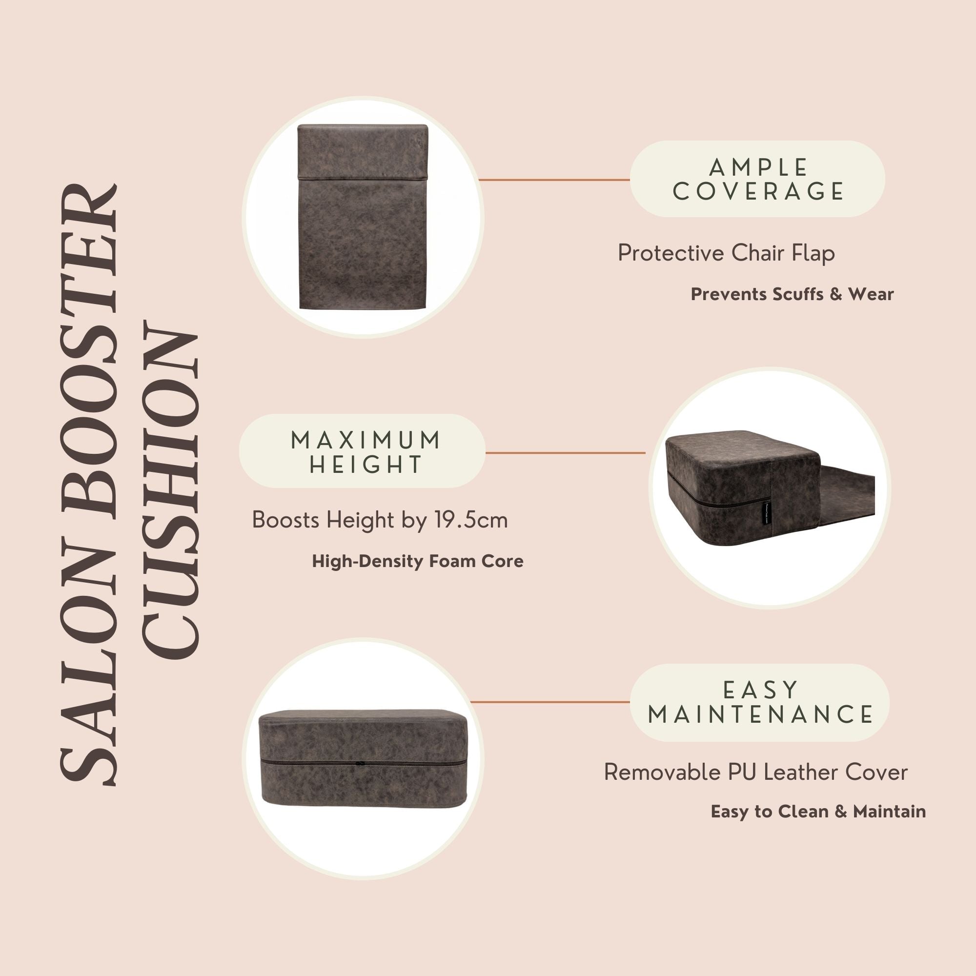 Kids Booster Seats - Professional Salon & Barber Cushion Brown