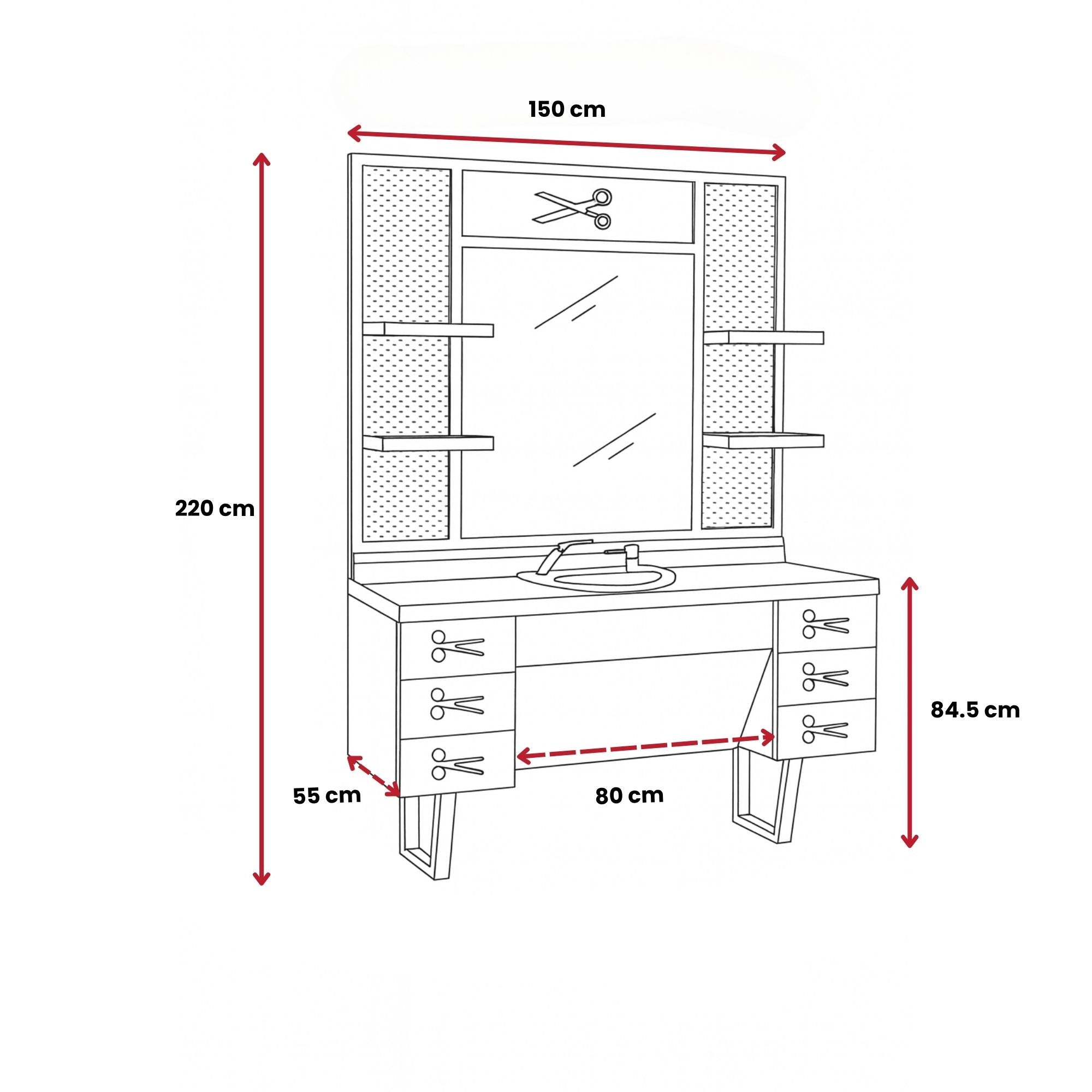 Barber Station Unit - Industrial Design & Integrated Sink