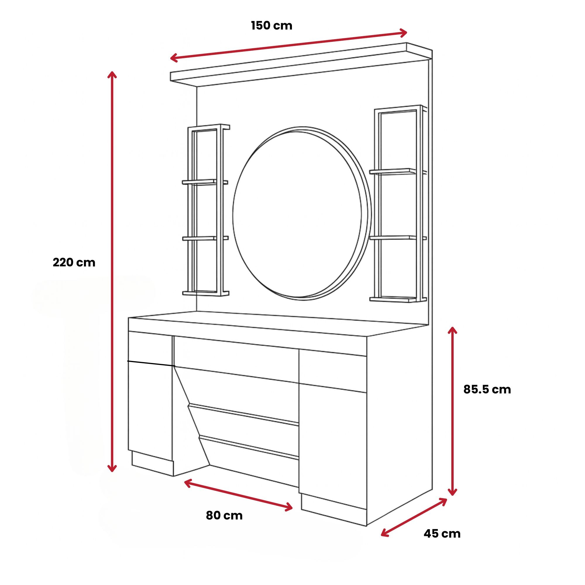 Barber Station Unit - Rustic Industrial Station Round Mirror & Vintage Artwork