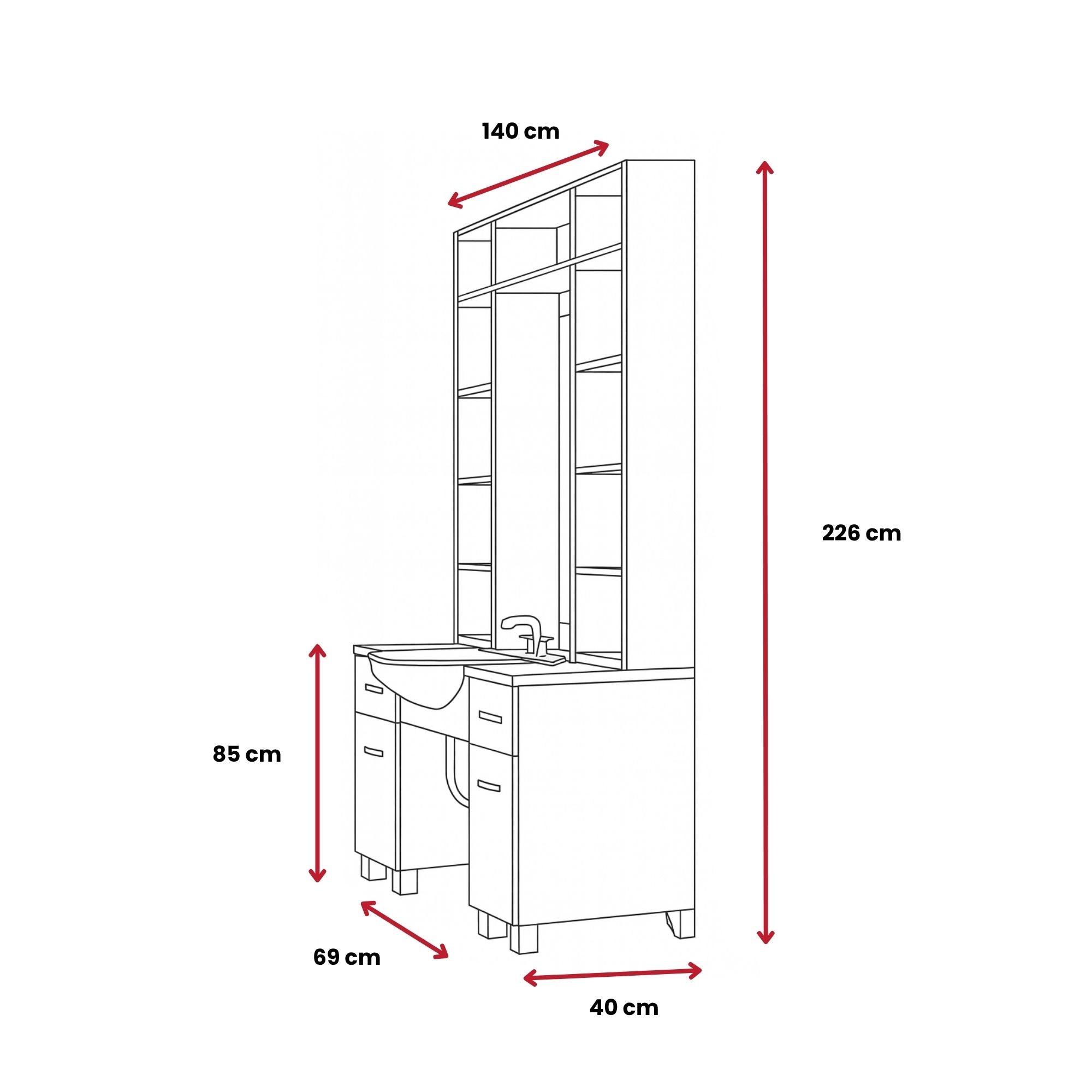 Barber Station Unit - Traditional Dark Wood Unit With Multi-Shelf Storage