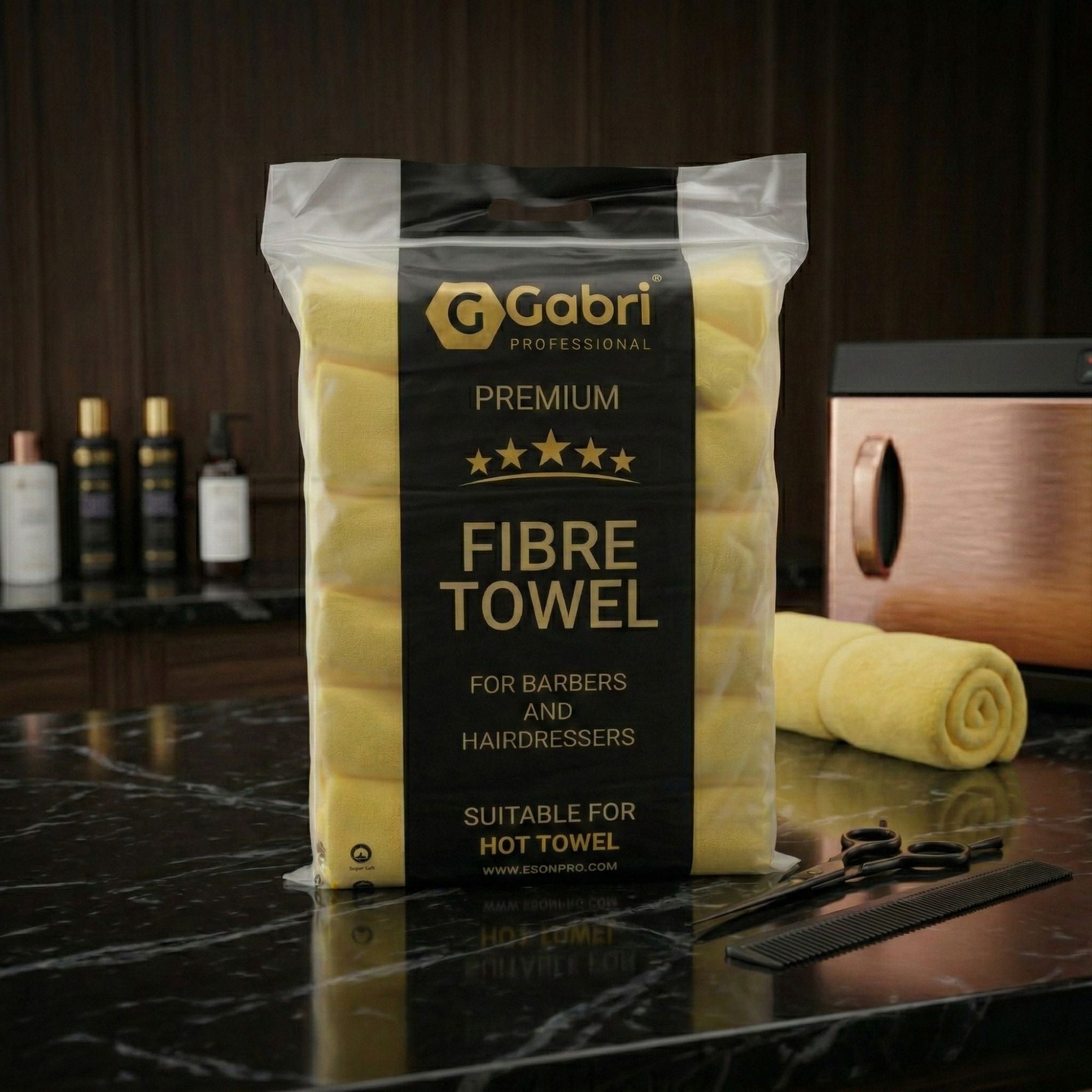 Gabri - Premium Salon Fibre Towel Sun Yellow (Pack of 6)