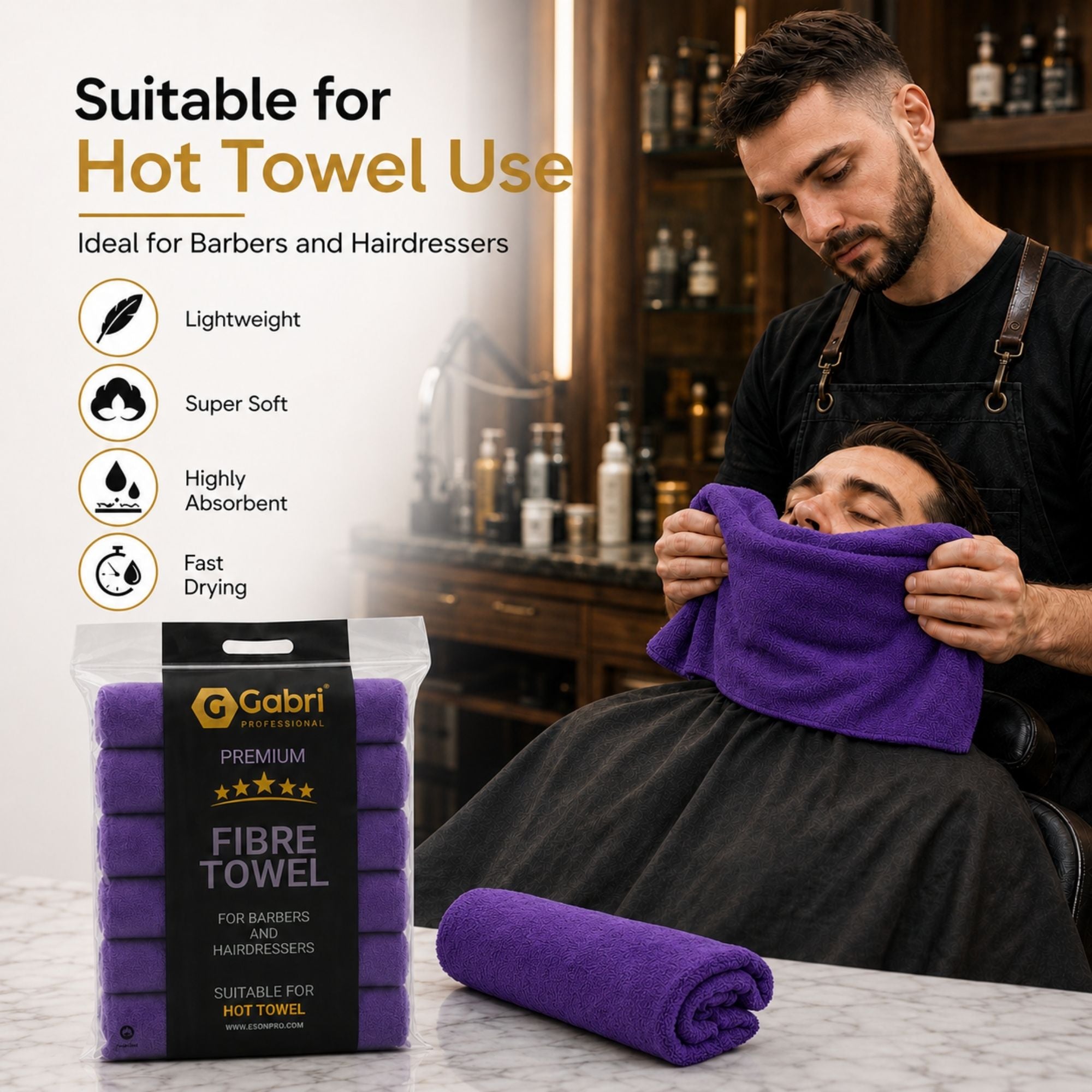 Gabri - Premium Salon Fibre Towel Royal Purple (Pack of 6)