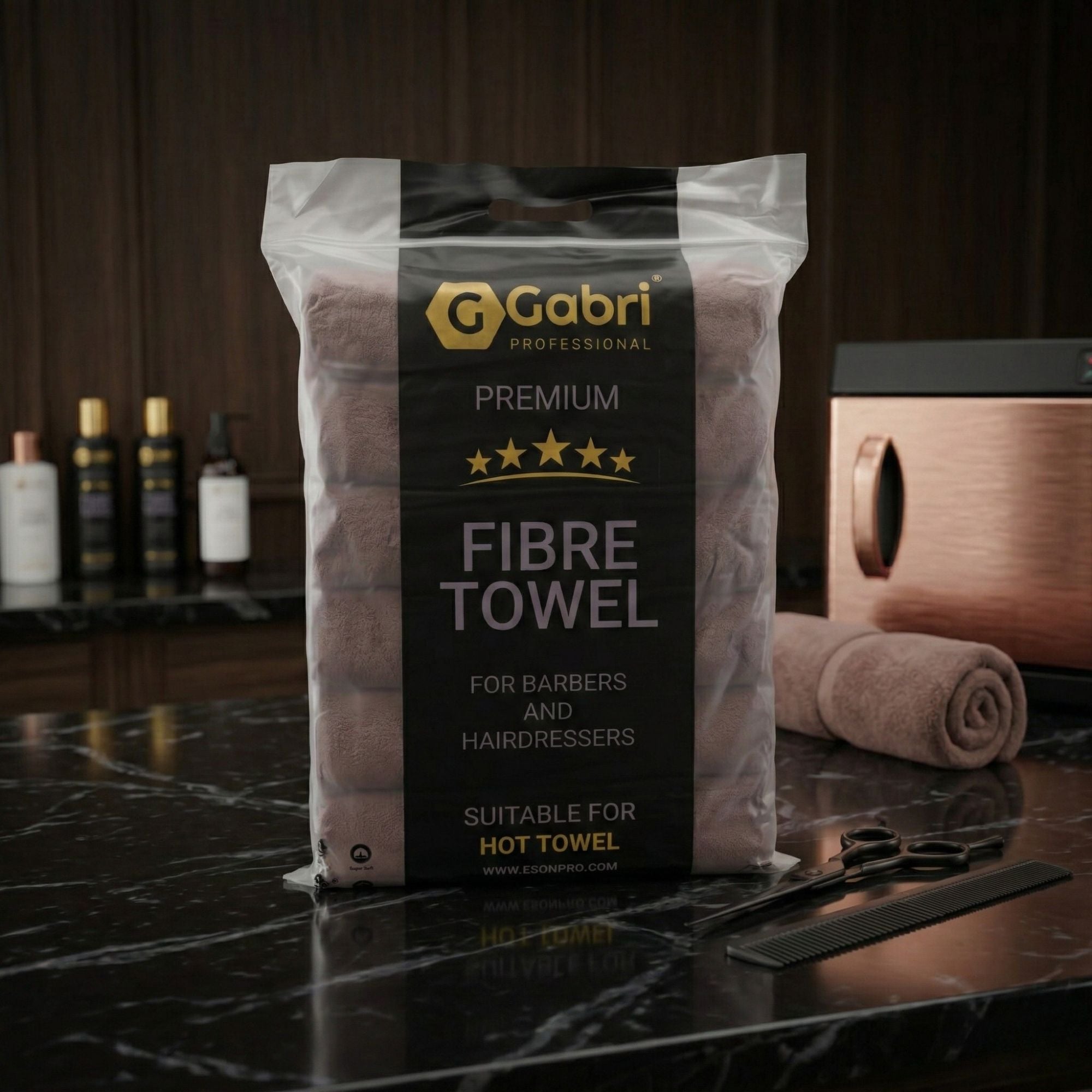 Gabri - Premium Salon Fibre Towel Mocha (Pack of 6)