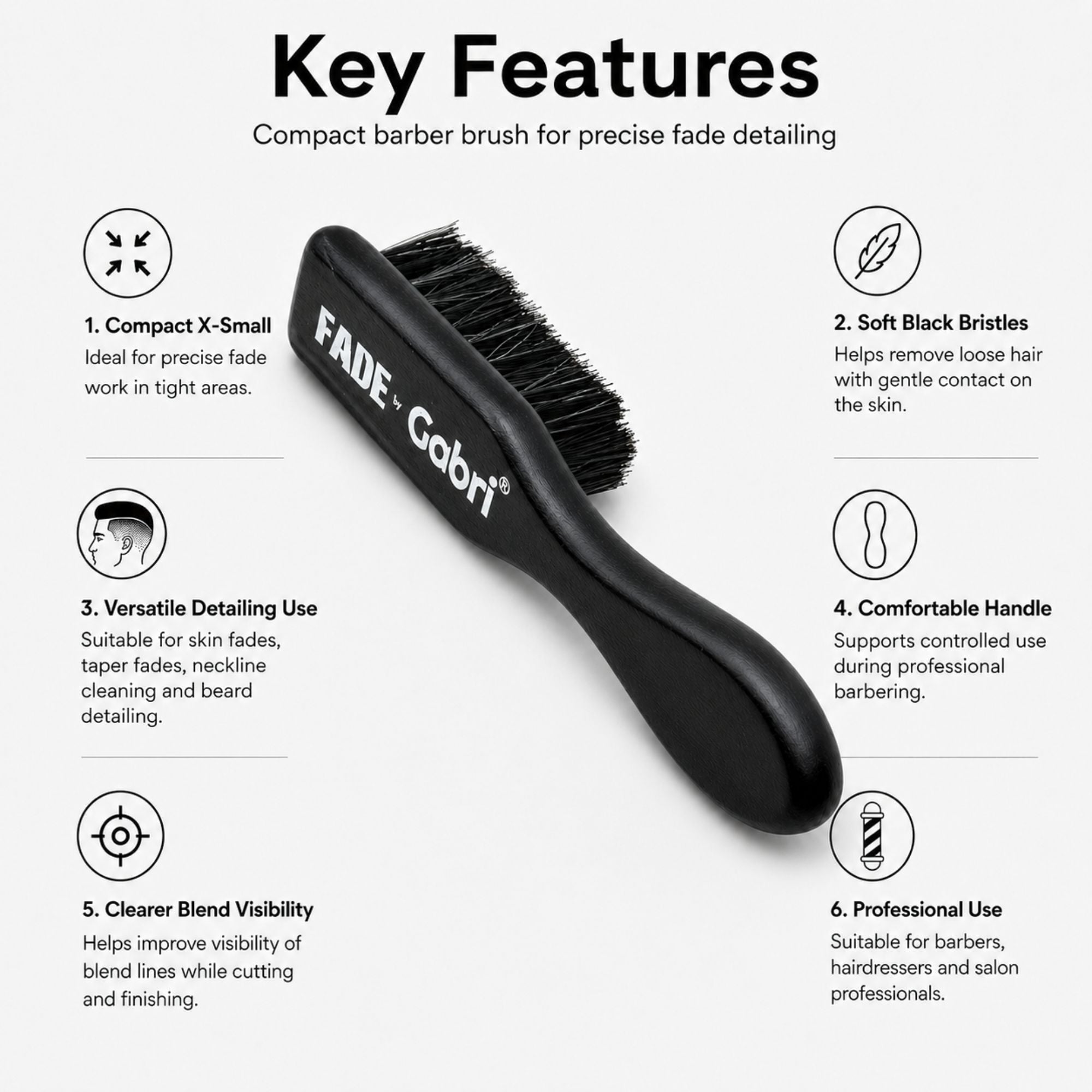 Gabri - Skin Fade Brush Black Wooden Soft Fader X-Small
