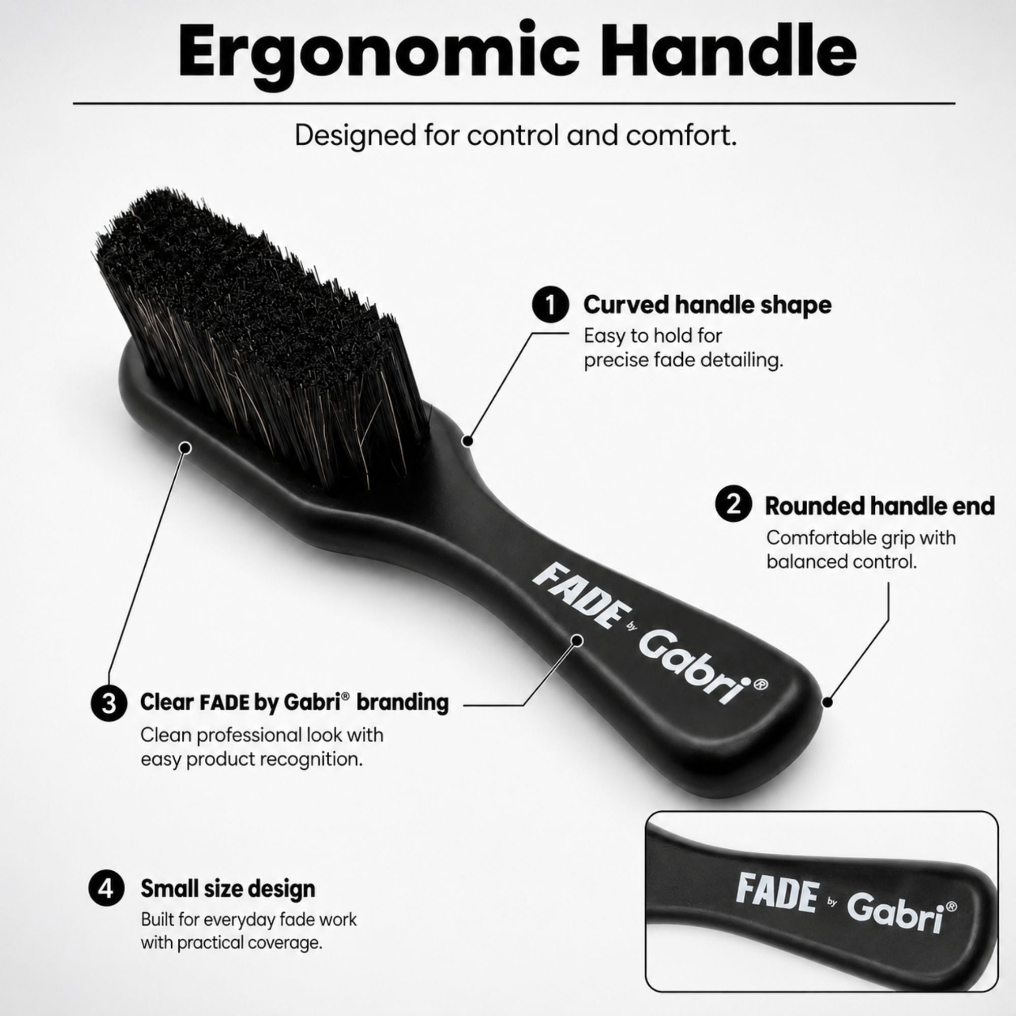 Gabri - Skin Fade Brush Black Wooden Soft Fader Small