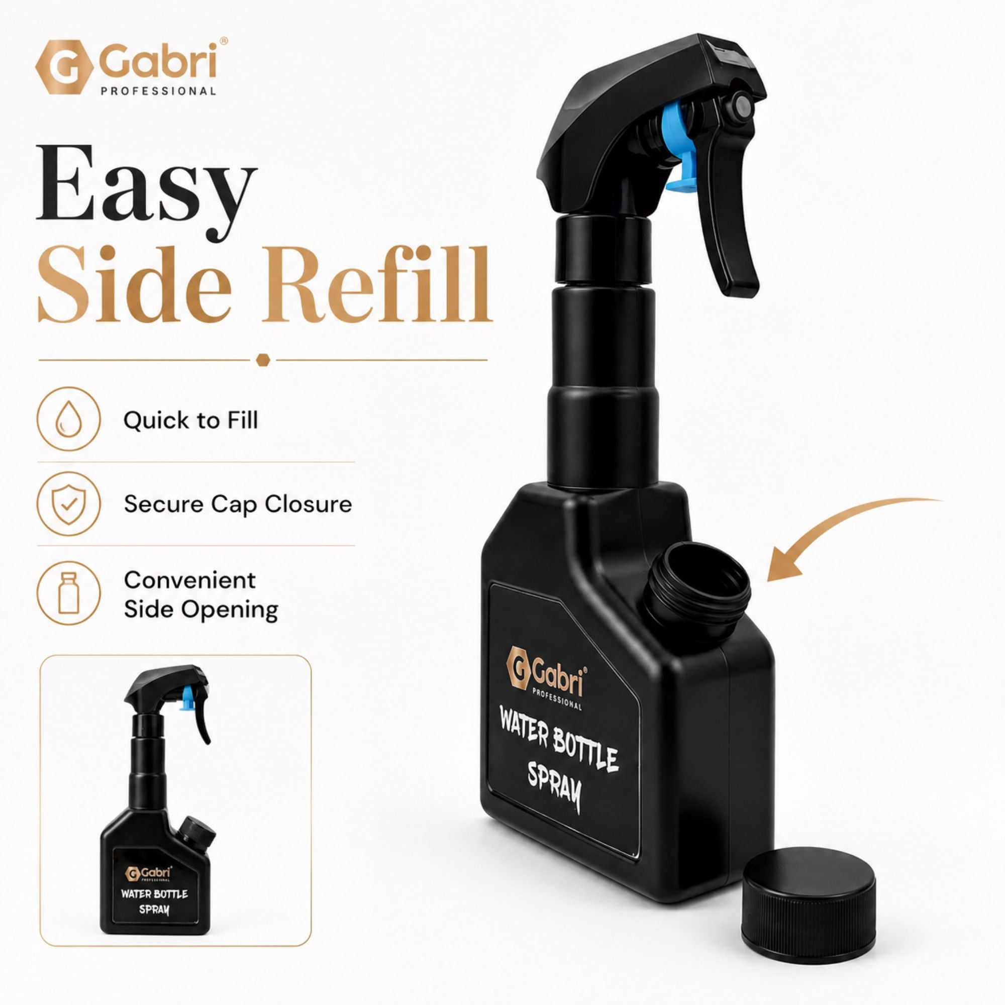Gabri - Water Bottle Spray Black 270ml