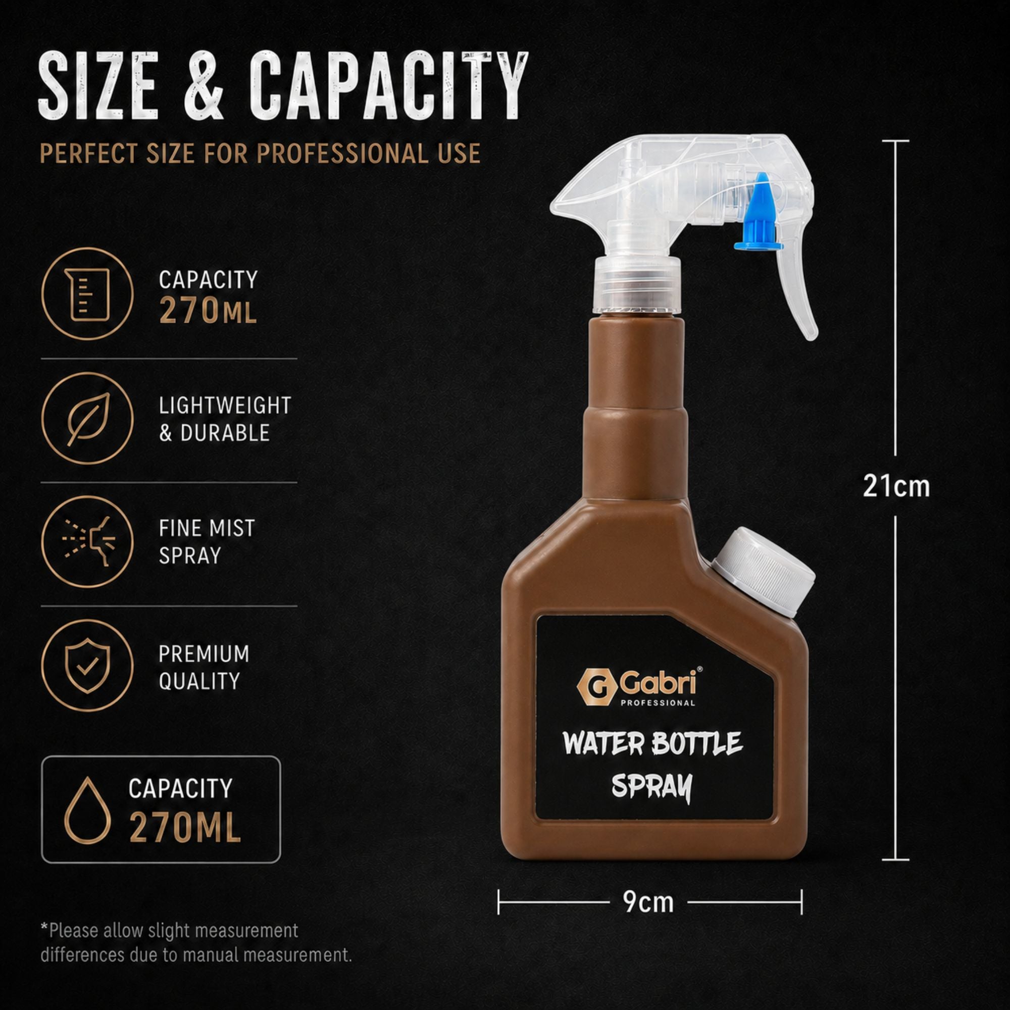 Gabri - Water Bottle Spray Brown 270ml