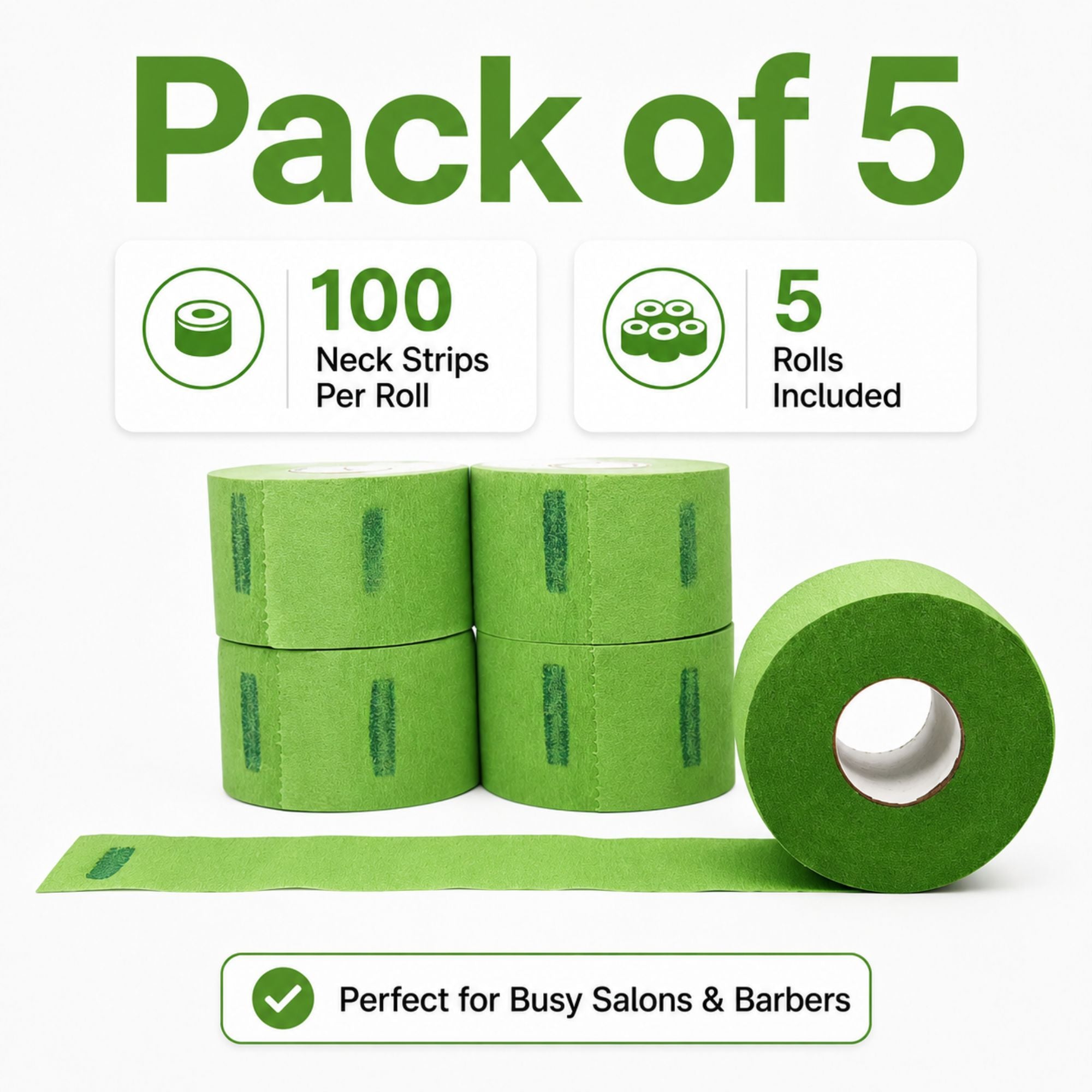 Gabri - Professional Disposable Neck Strips Green (Pack of 5)