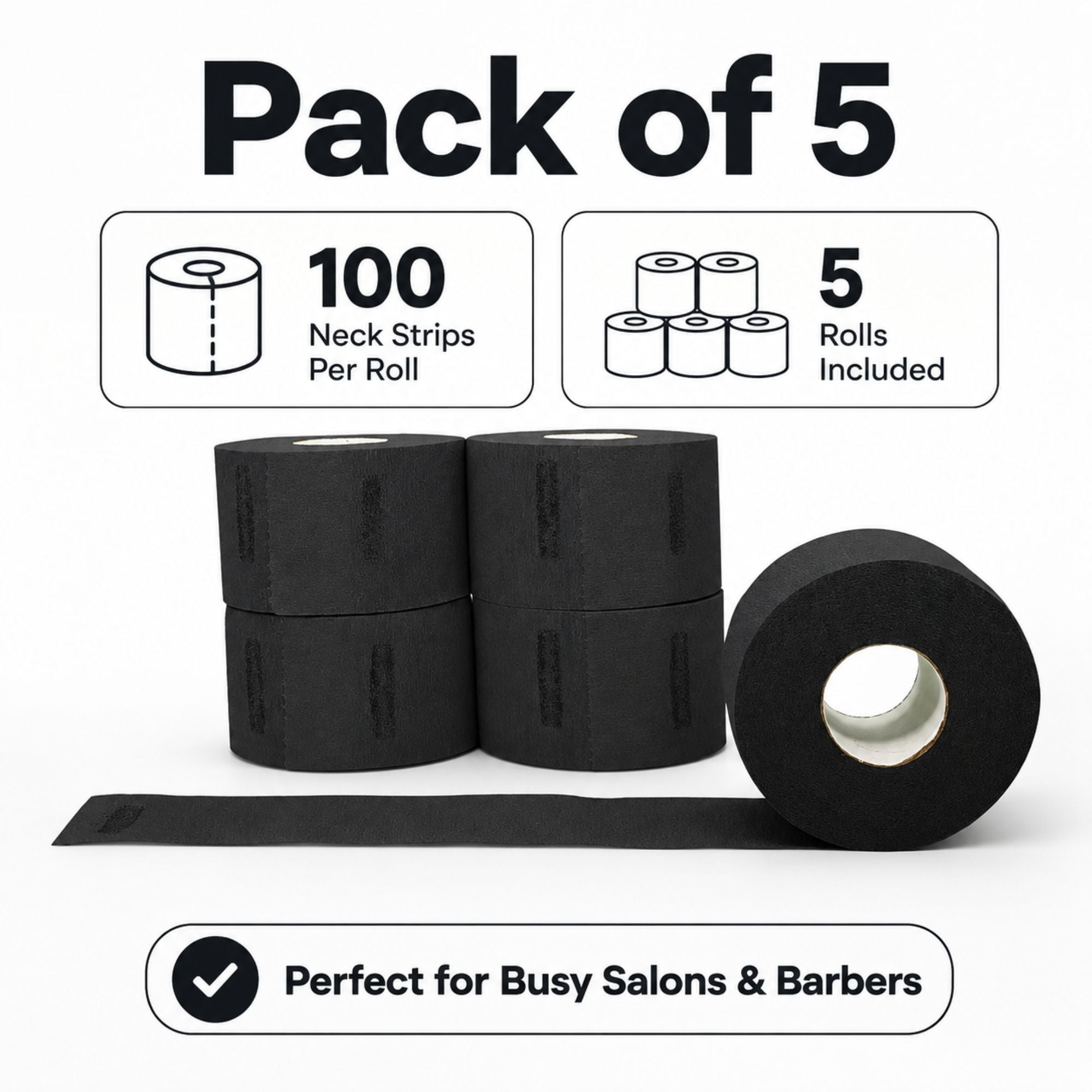 Gabri - Professional Disposable Neck Strips Black (Pack of 5)