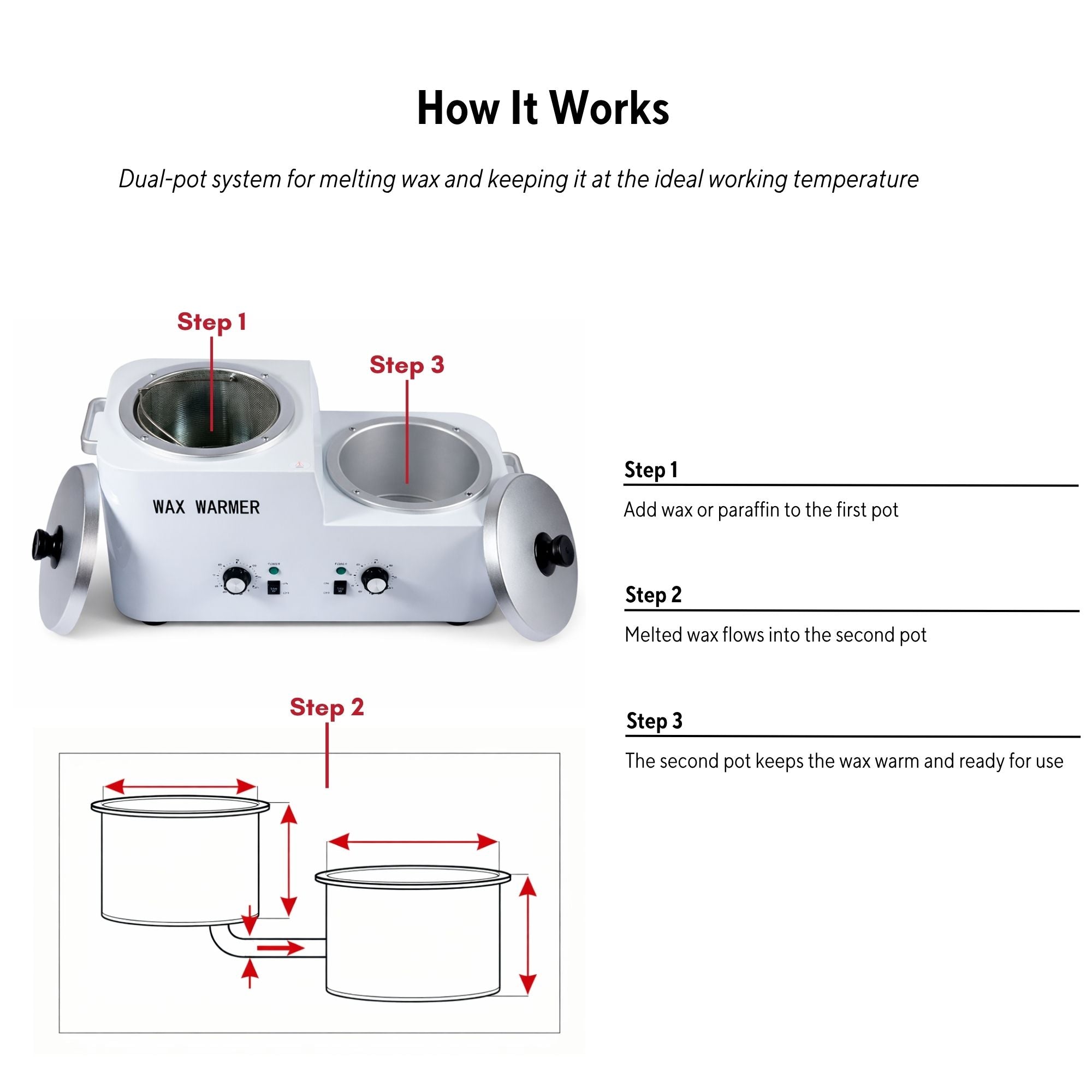 Eson - Professional Dual Pot Wax Warmer and Paraffin Heater Machine 500W