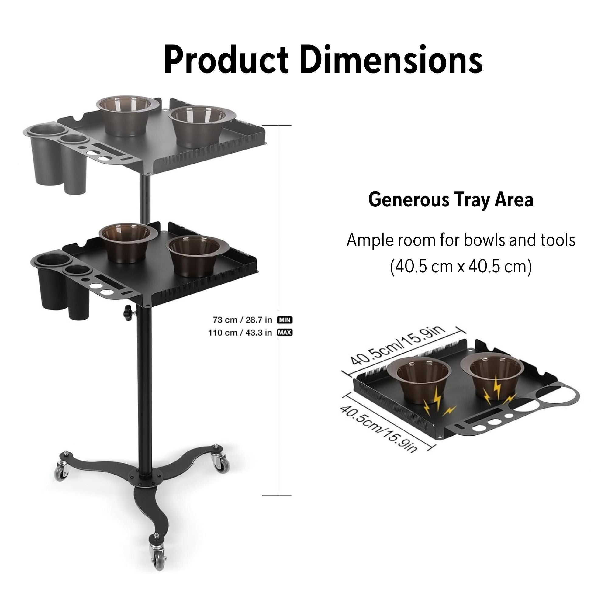 Gabri- Premium Metal Hairdressing Trolley with Magnetic Tint Bowls