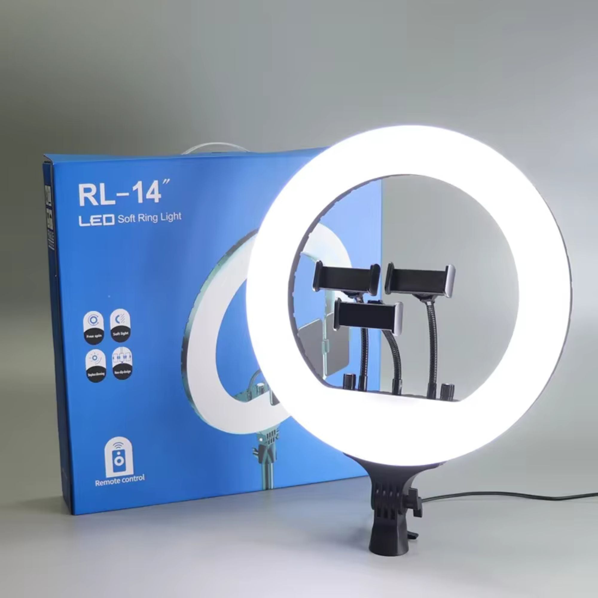 Eson - RL-14 Dimmable LED Soft Ring Light with 3 Phone Holders, Remote & Tripod 14 inch (36cm)