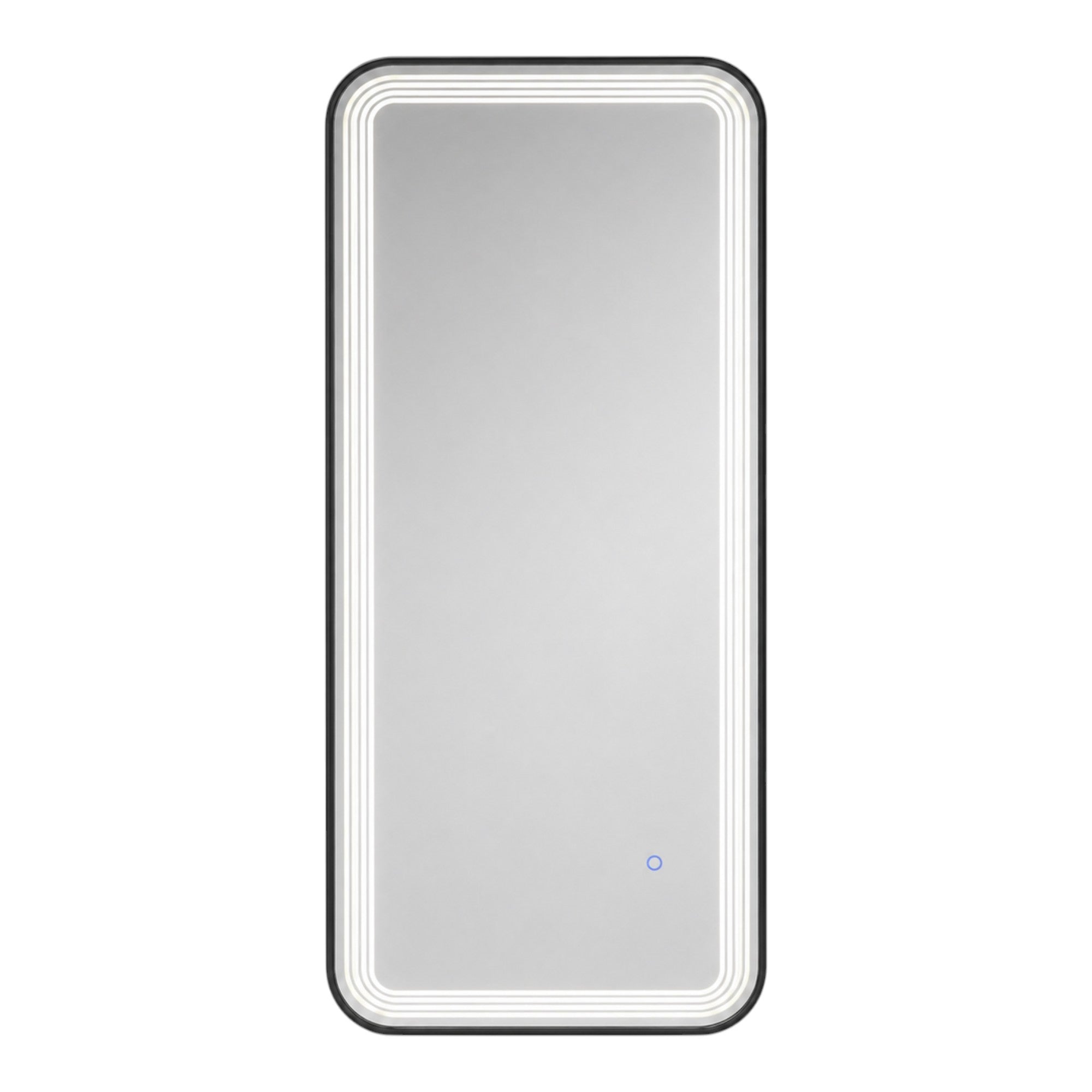 Salon Mirror - Rectangular Black Framed LED Mirror with Smart Touch Sensor & 3-Colour Lighting Modes