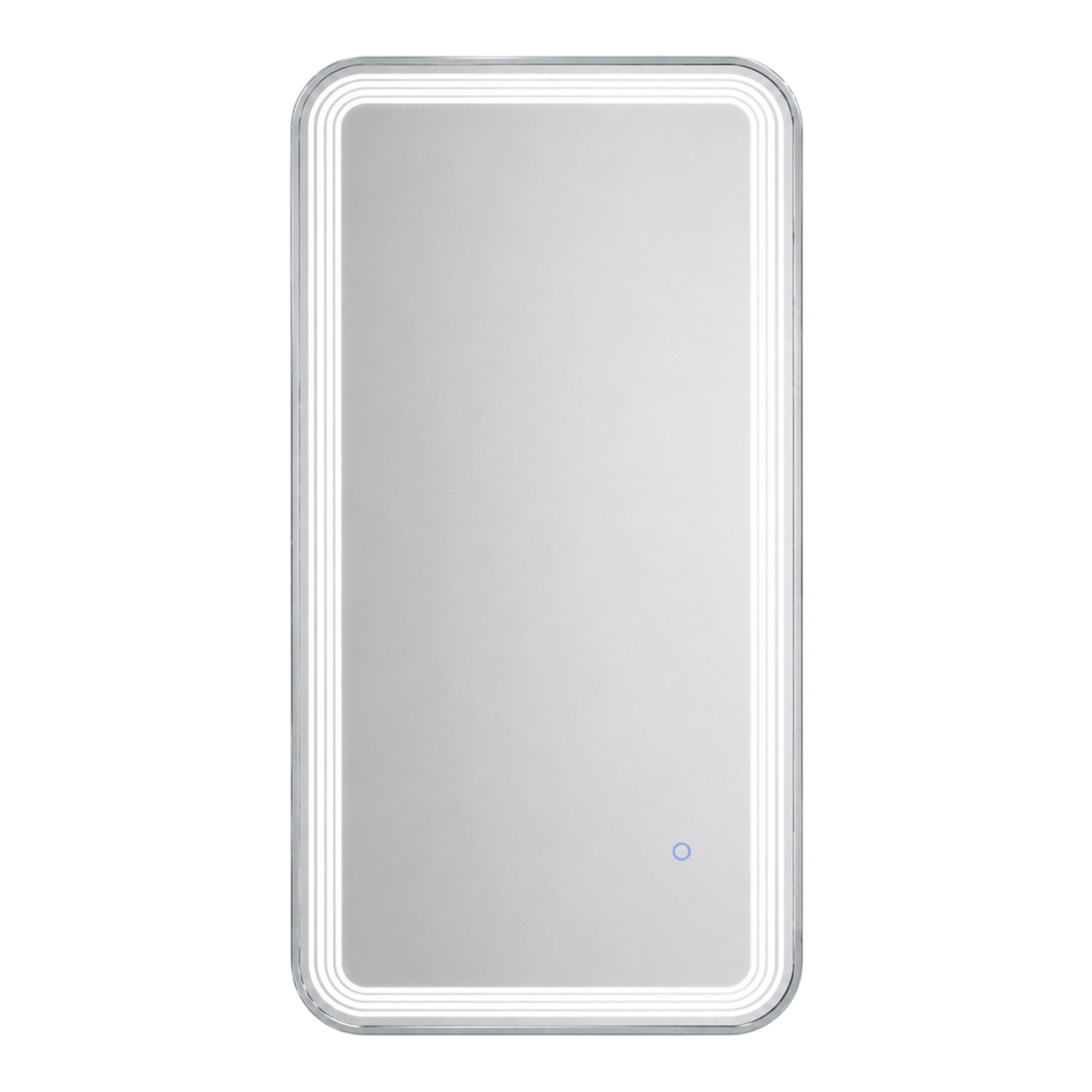 Salon Mirror - Rectangular Silver Framed LED Mirror with Smart Touch Sensor & 3-Colour Lighting Modes