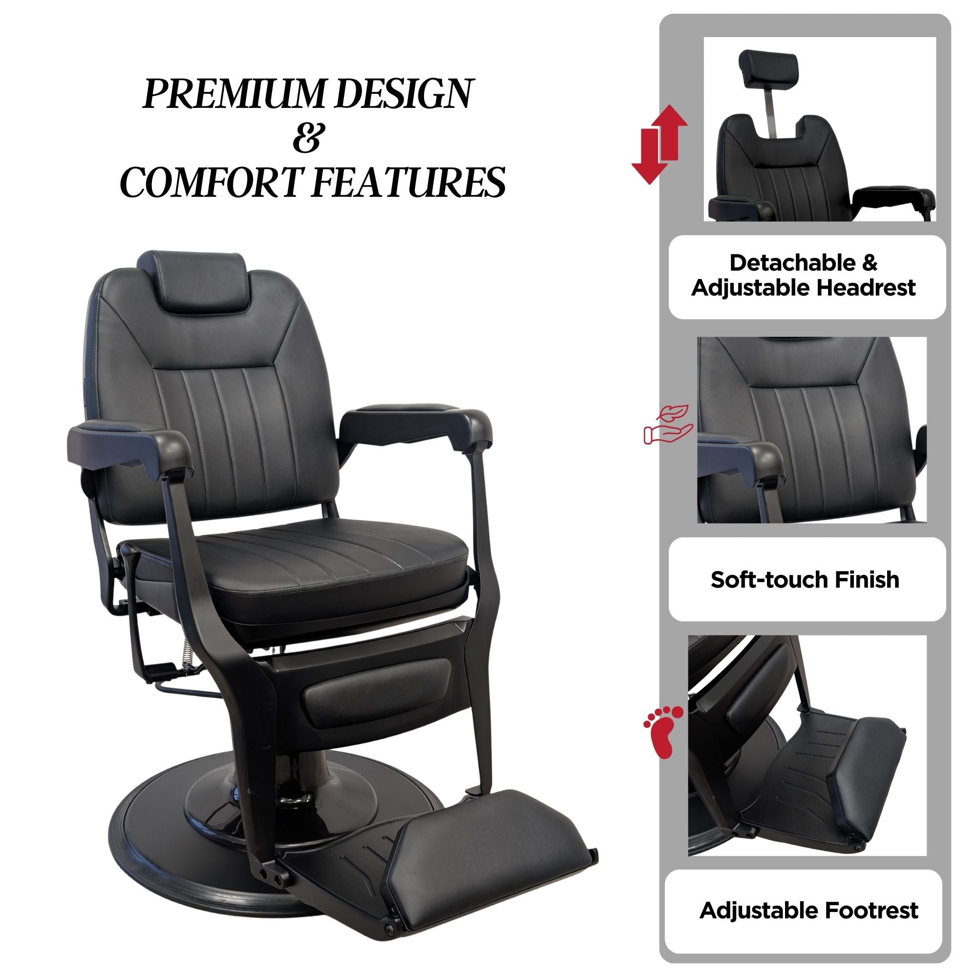 Barber Chair - Elite Black & Matte Black Accents