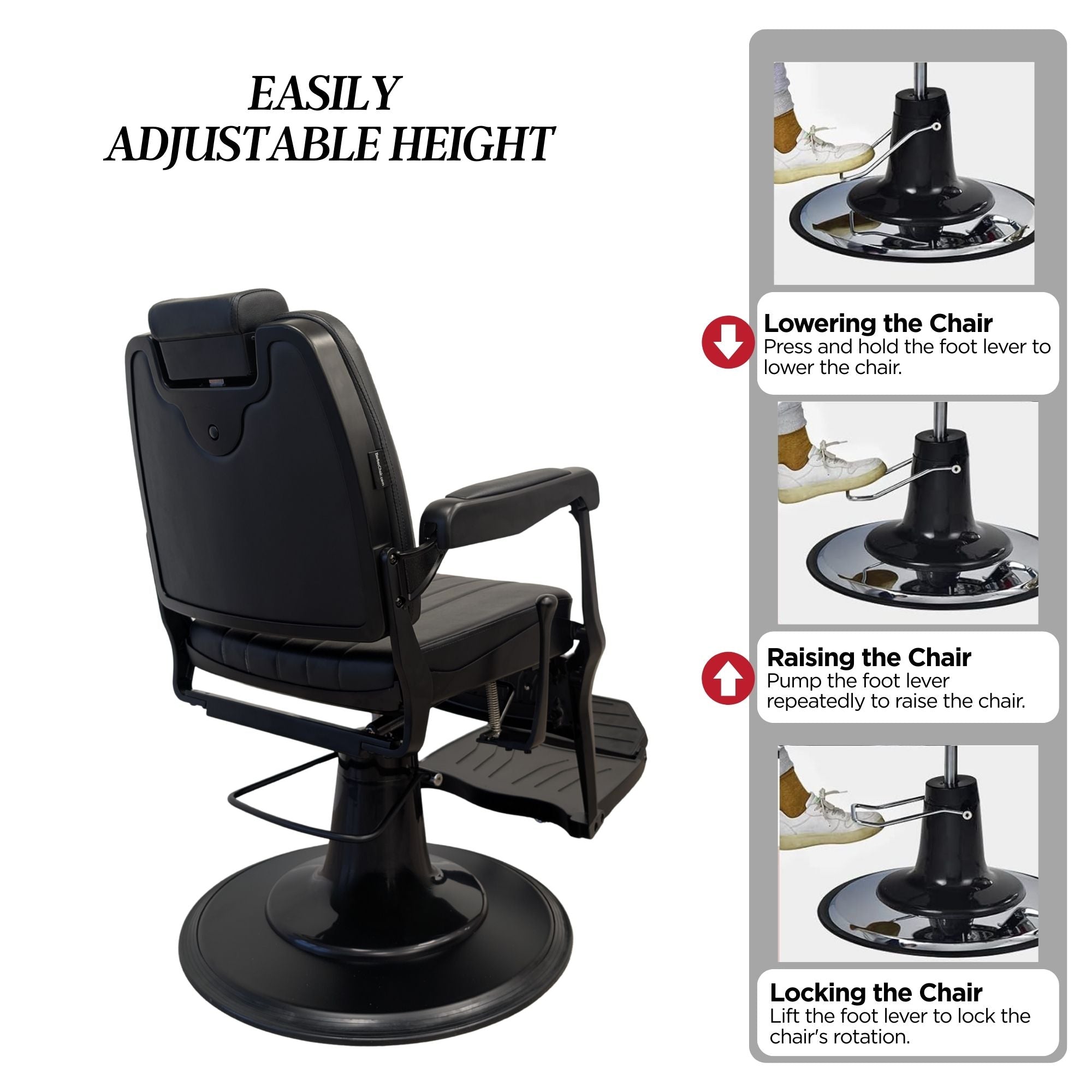 Barber Chair - Elite Black & Matte Black Accents