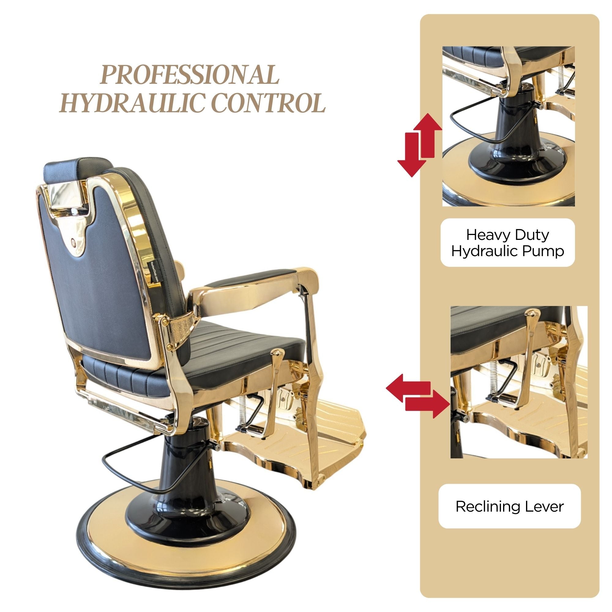 Barber Chair - Elite Black & Gold Accents