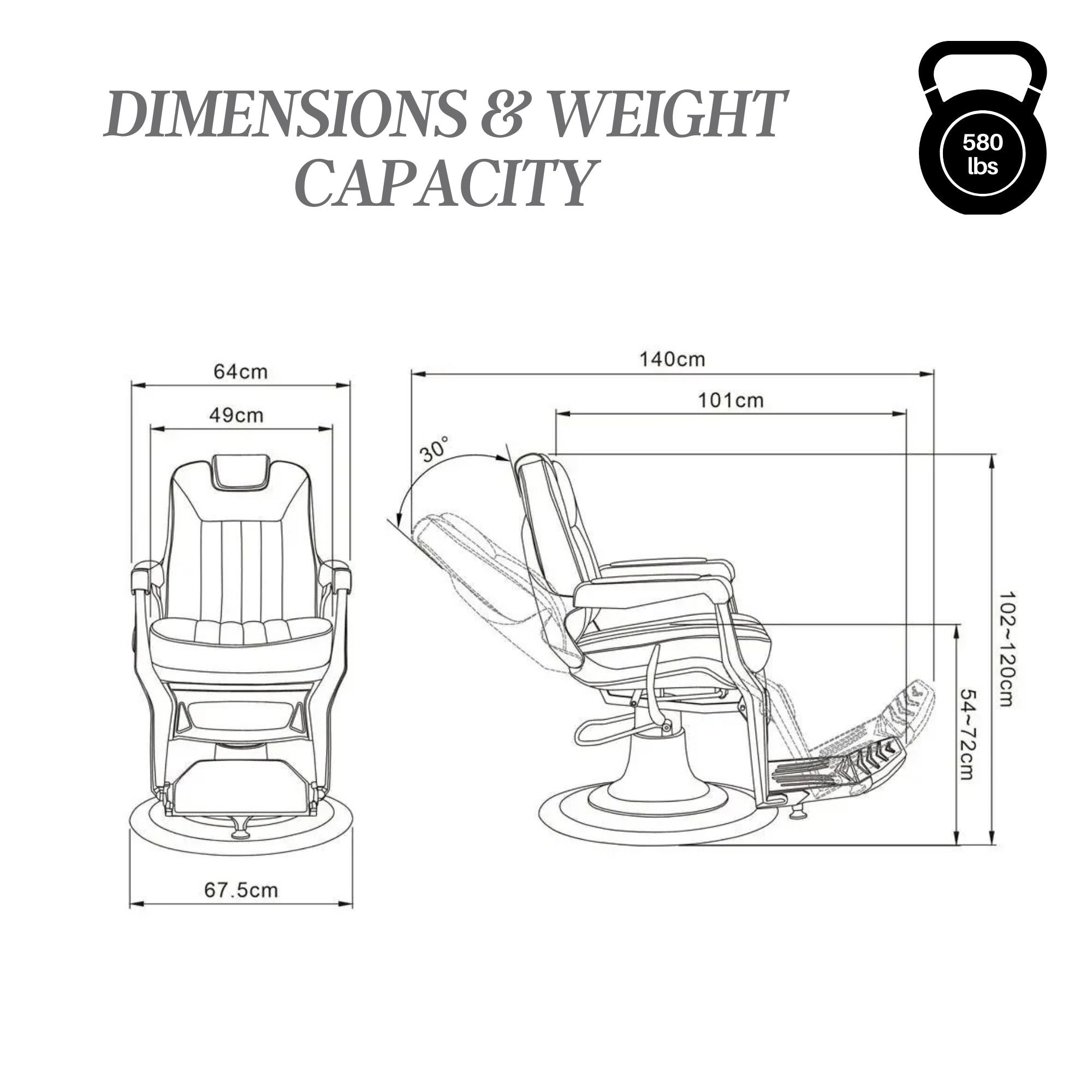 Barber Chair - Elite Black & Chrome Accents