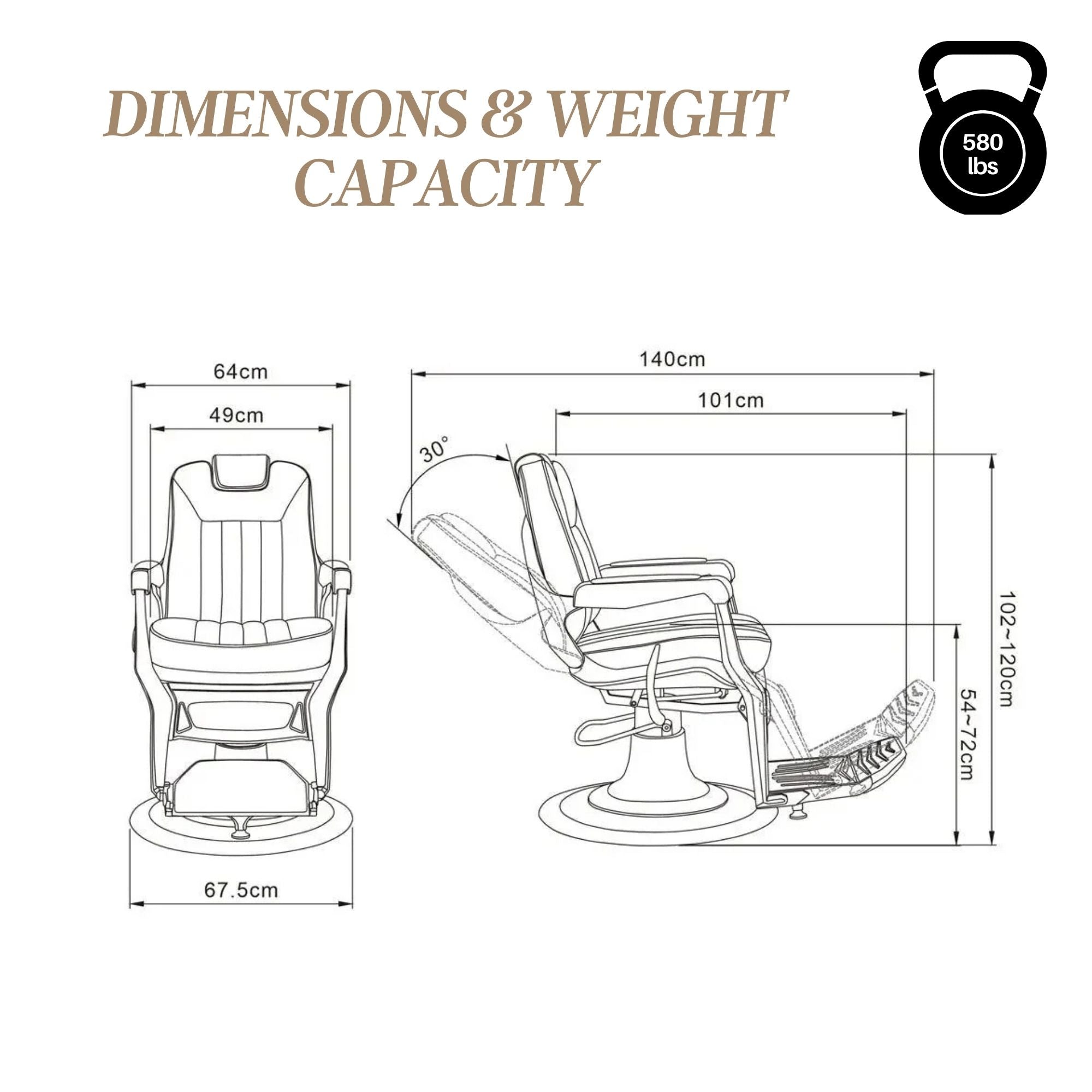 Barber Chair - Elite Black & Gold Accents