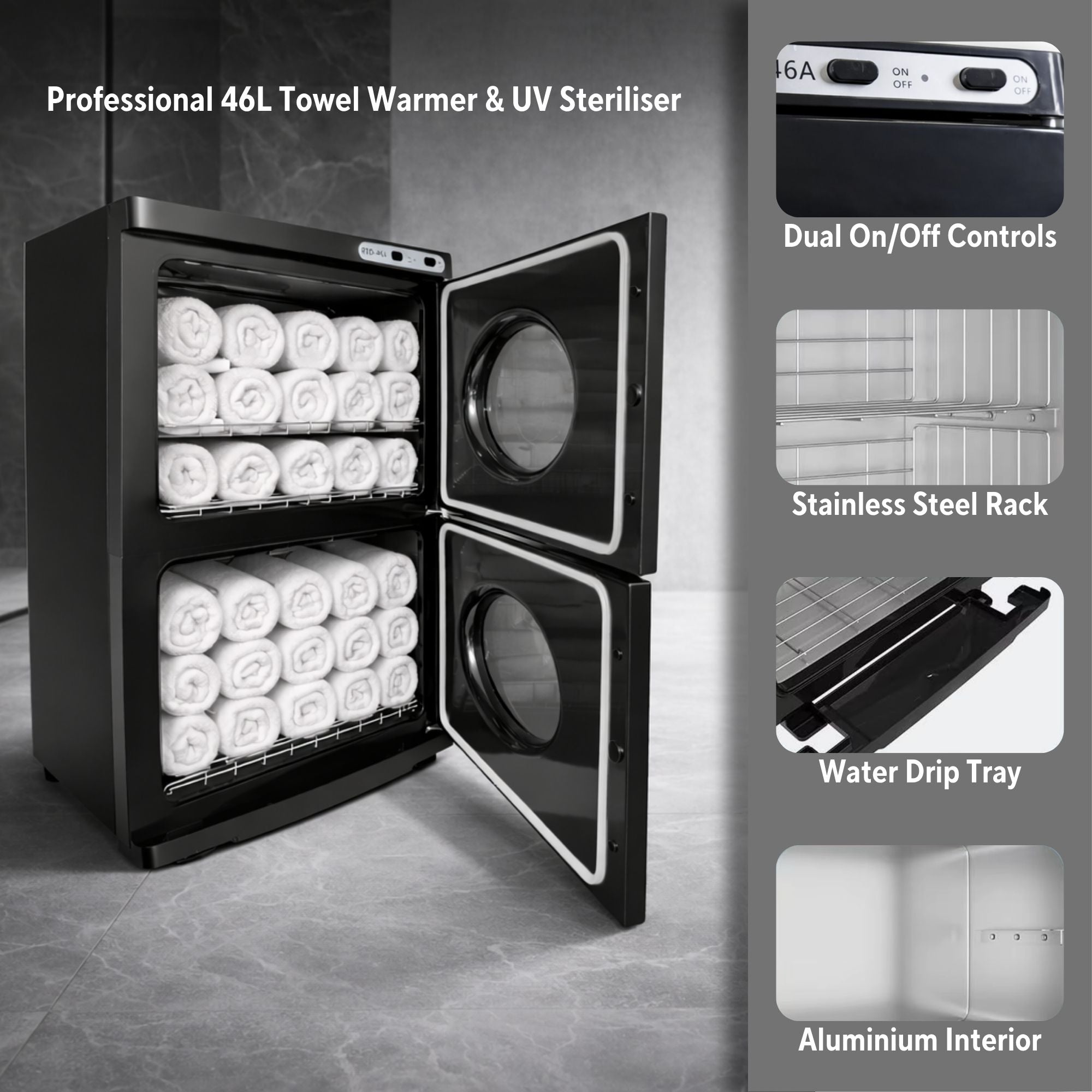 Eson - Professional 46L Hot Towel Warmer Cabinet with UV Steriliser
