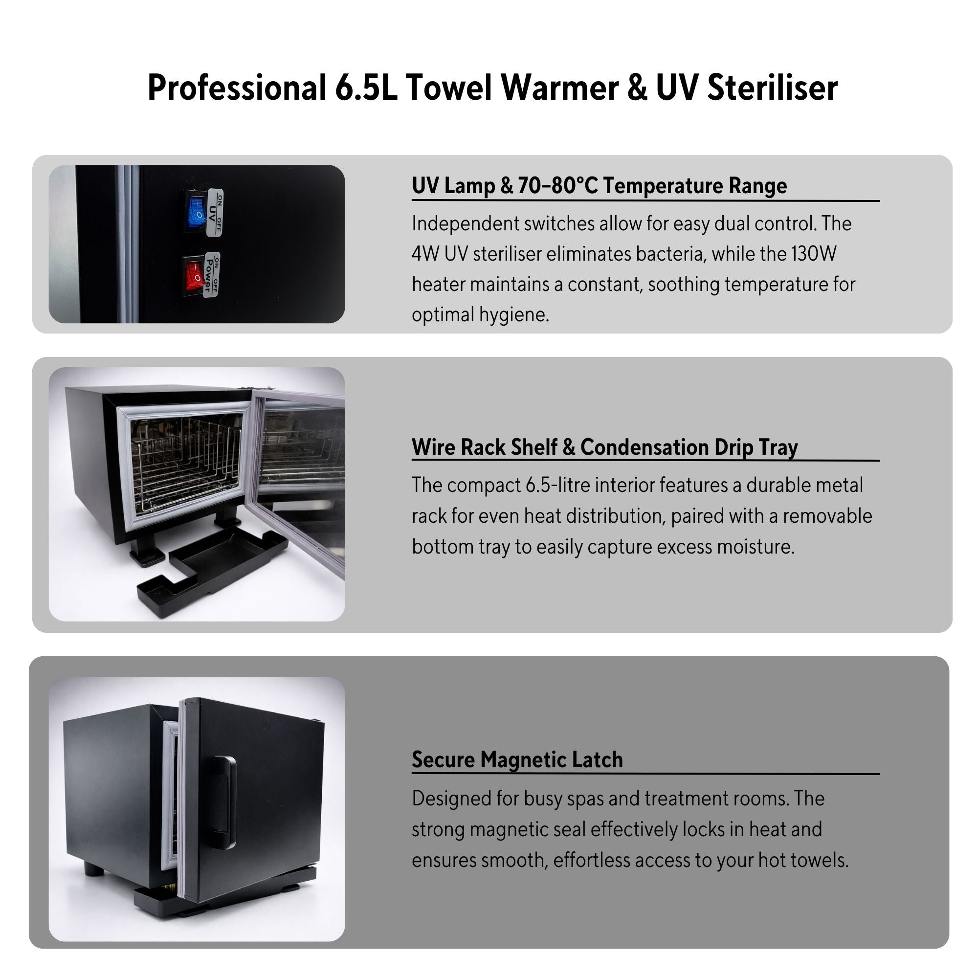 Eson - Hot Towel Warmer Cabinet with UV Steriliser 6.5L Matte Black