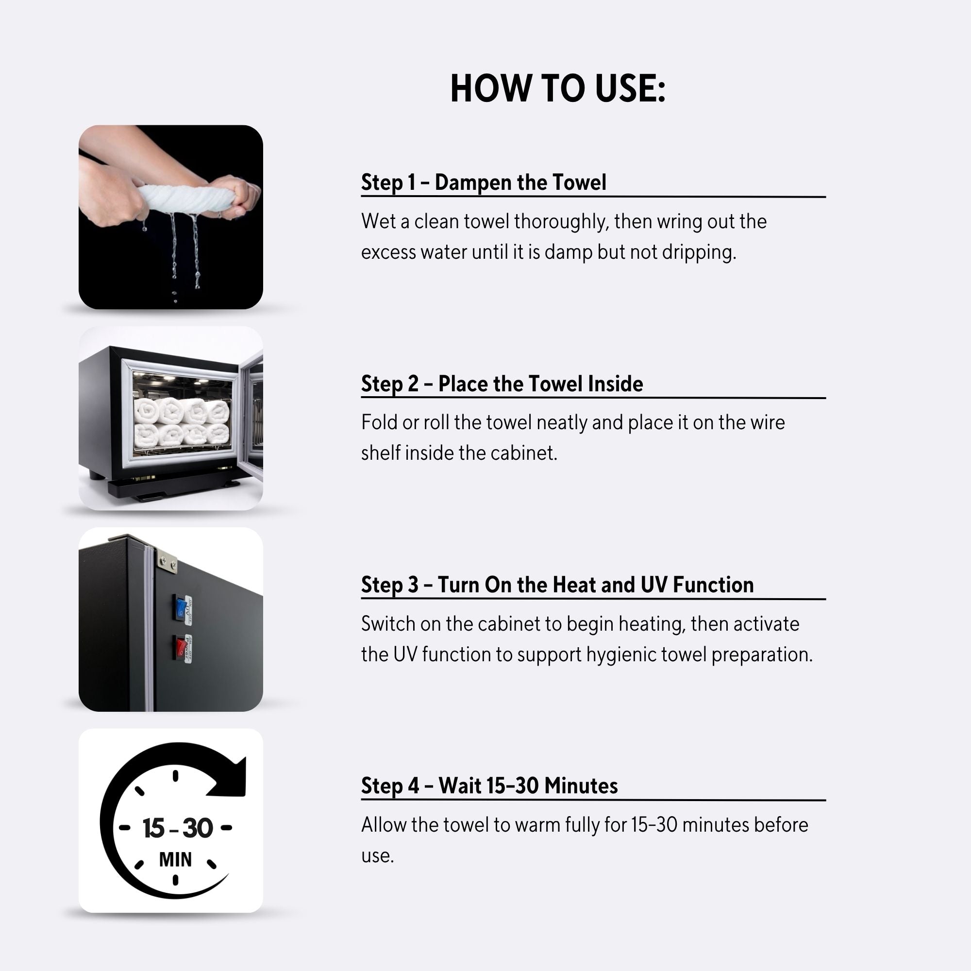 Eson - Hot Towel Warmer Cabinet with UV Steriliser & Viewing Window 6.5L Matte Black