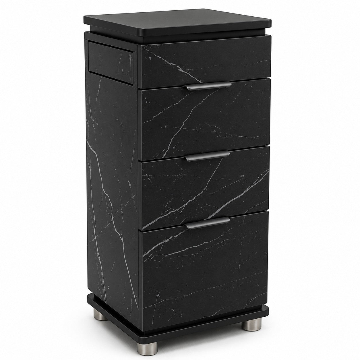 Salon Trolley - Black Marble Drawer Storage Unit