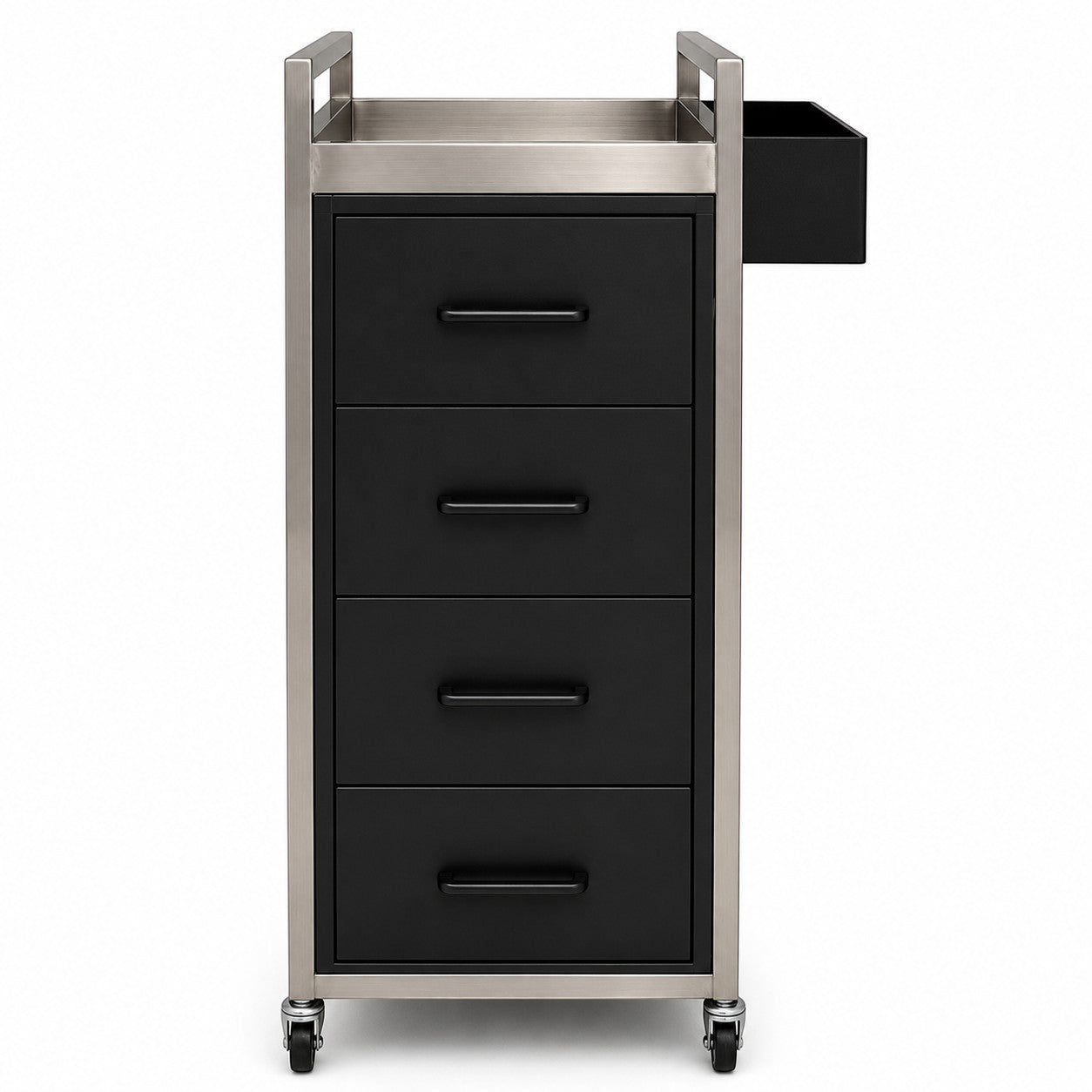 Salon Trolley - Black & Silver Four Drawer Trolley