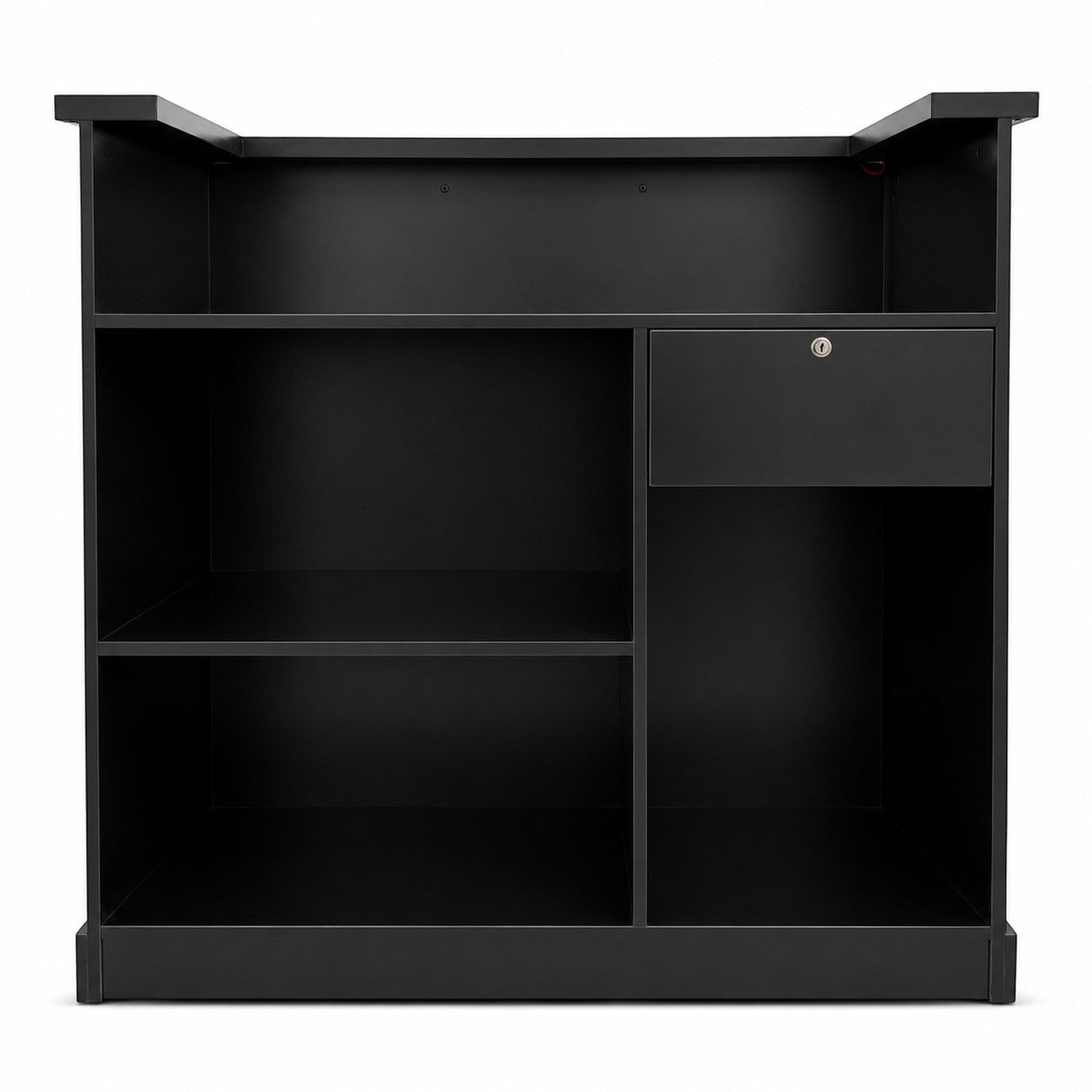 Reception Desk - Black LED Counter with Storage
