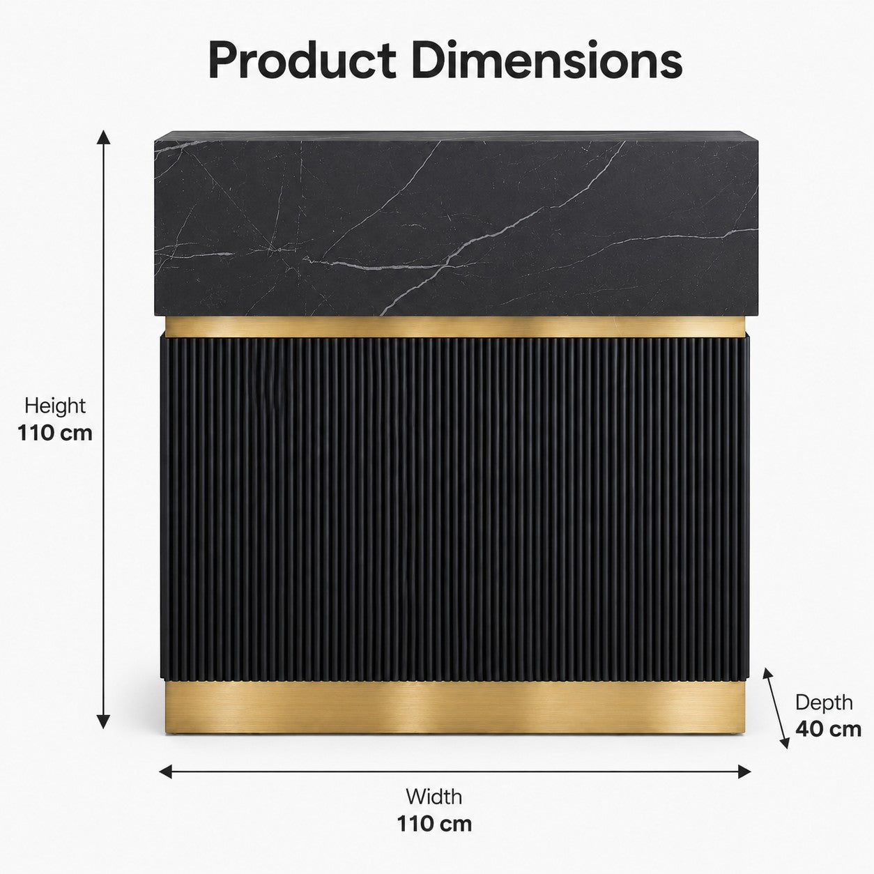 Reception Desk - Black & Gold Ribbed Counter