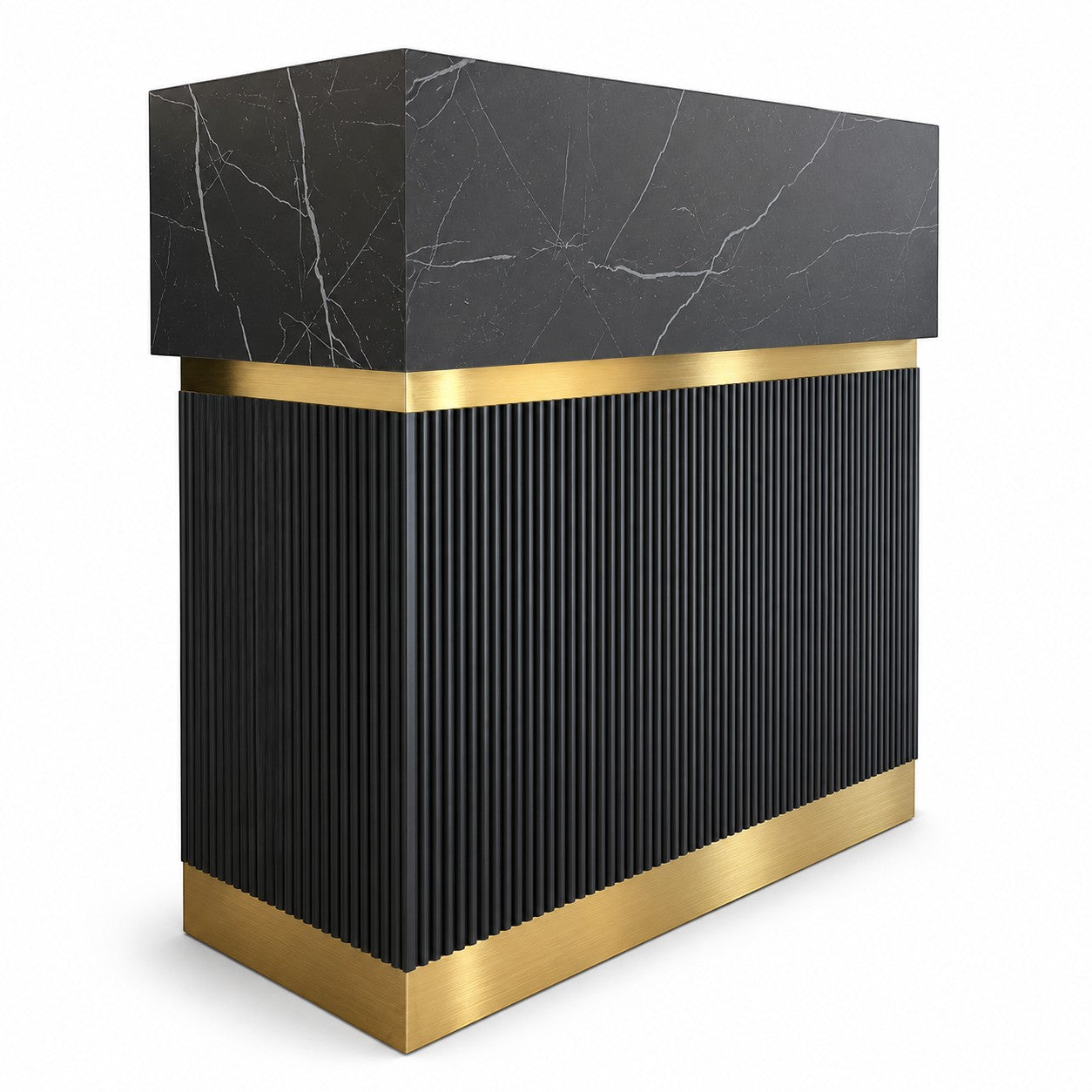 Reception Desk - Black & Gold Ribbed Counter