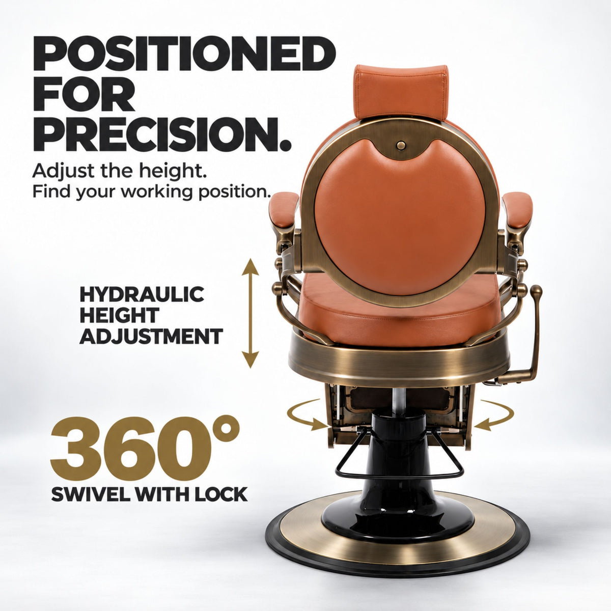 Barber Chair - Vintage Style Tan & Antique Brass Effect Accents