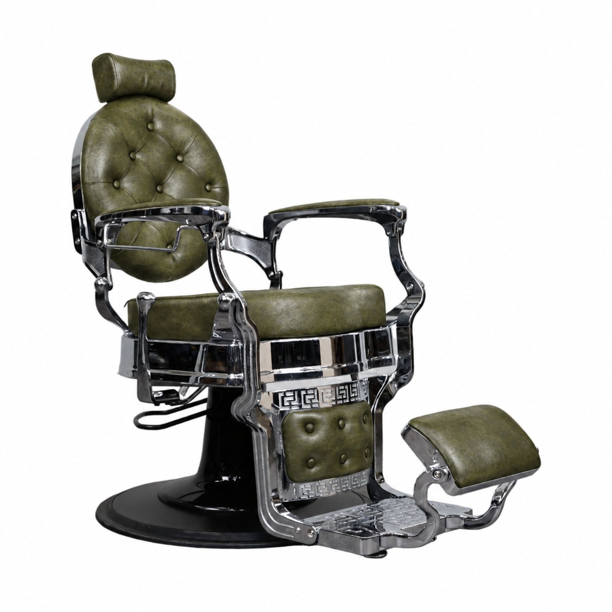Barber Chair - Vintage Style Green & Silver Accents