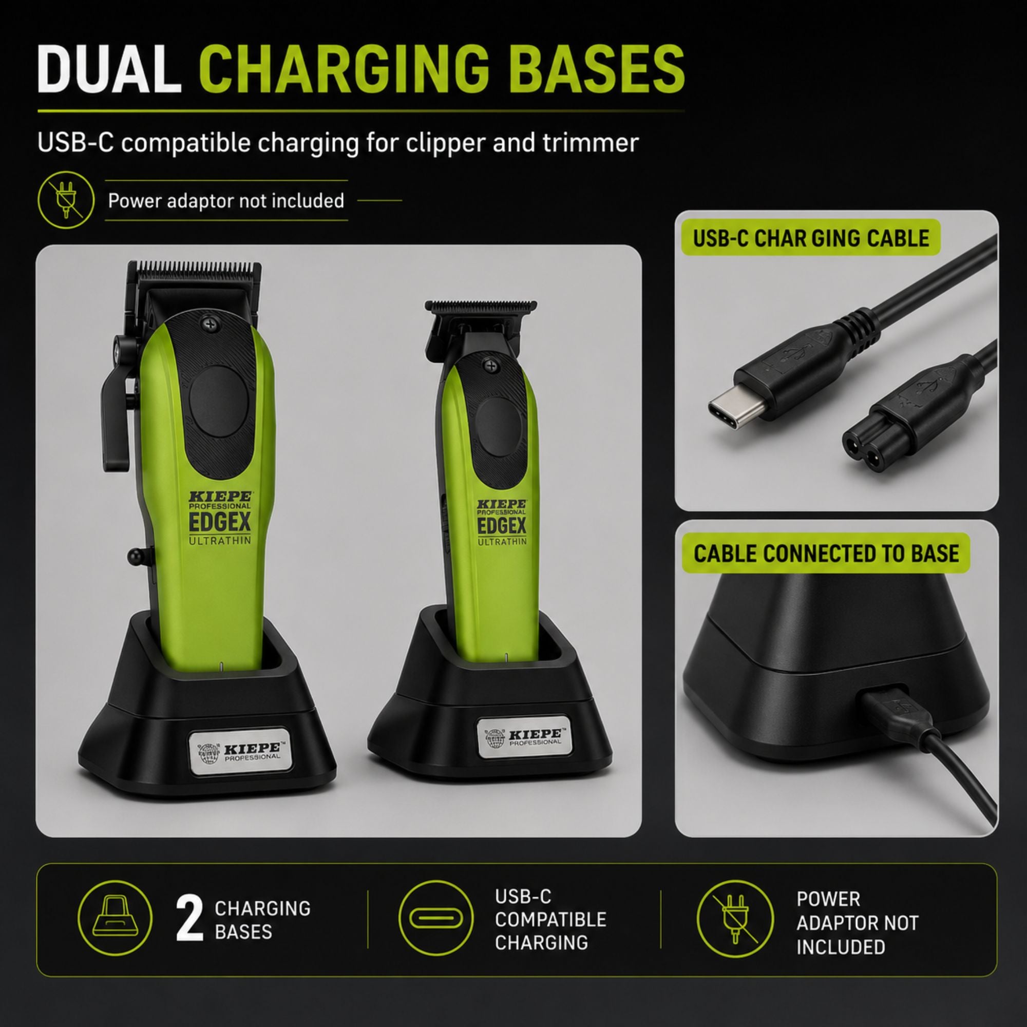 Kiepe - Professional Edge X Ultrathin Clipper & Trimmer Set - Lime Green