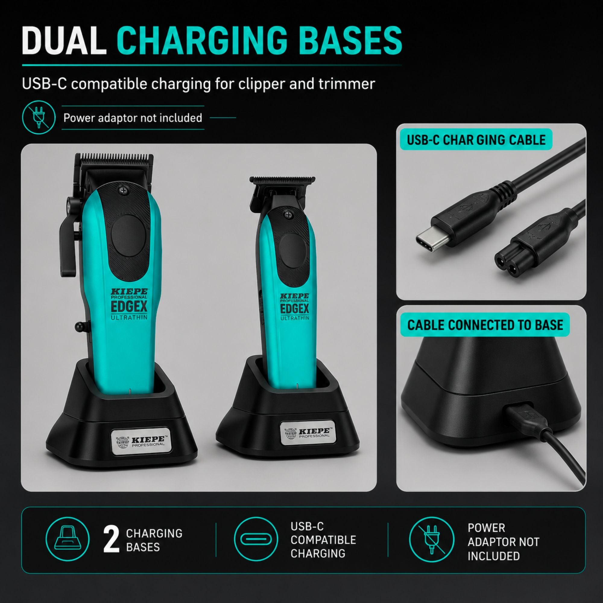 Kiepe - Professional Edge X Ultrathin Clipper & Trimmer Set - Teal