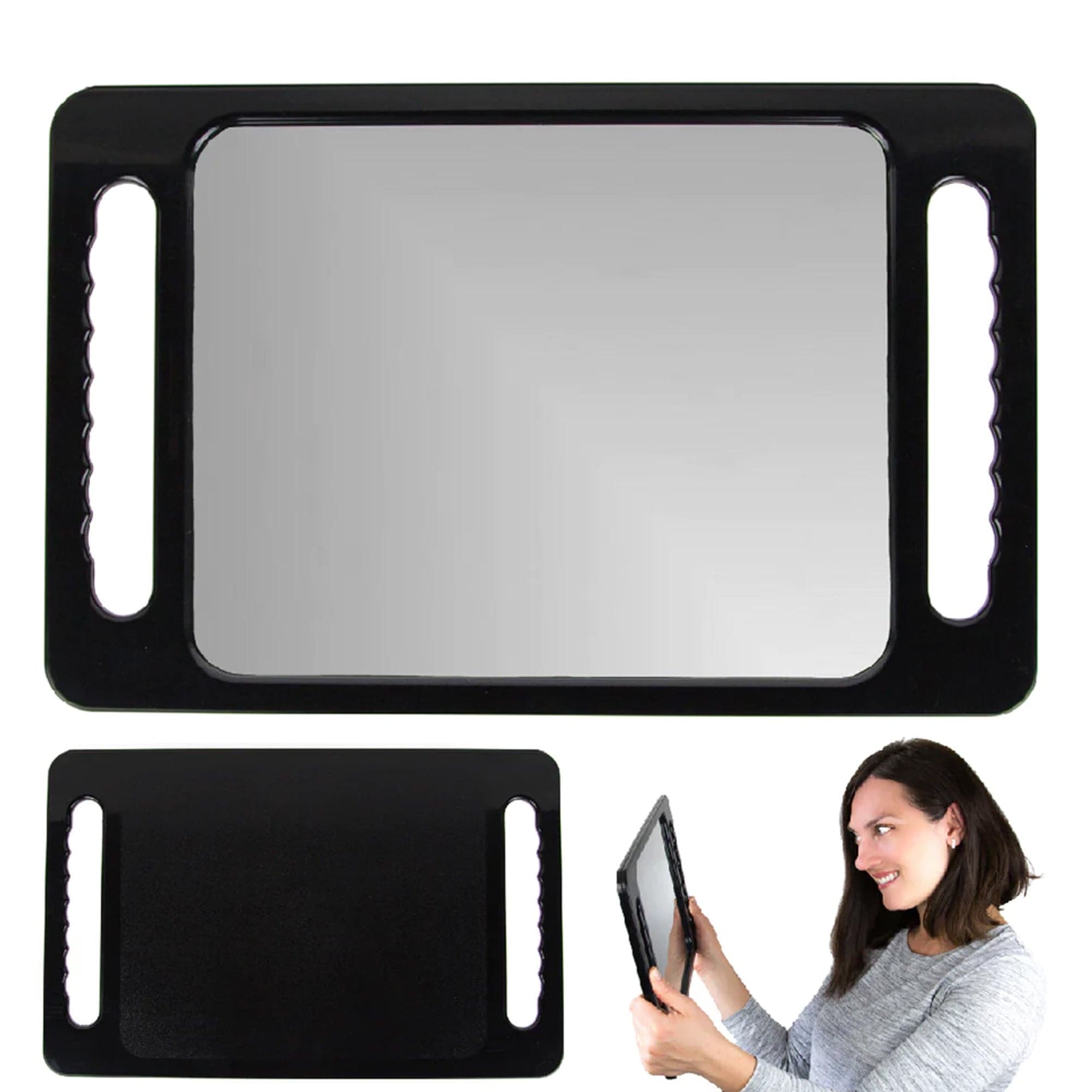 Eson - Two Handed Salon Mirror Plastic Black 40.6x25.4cm
